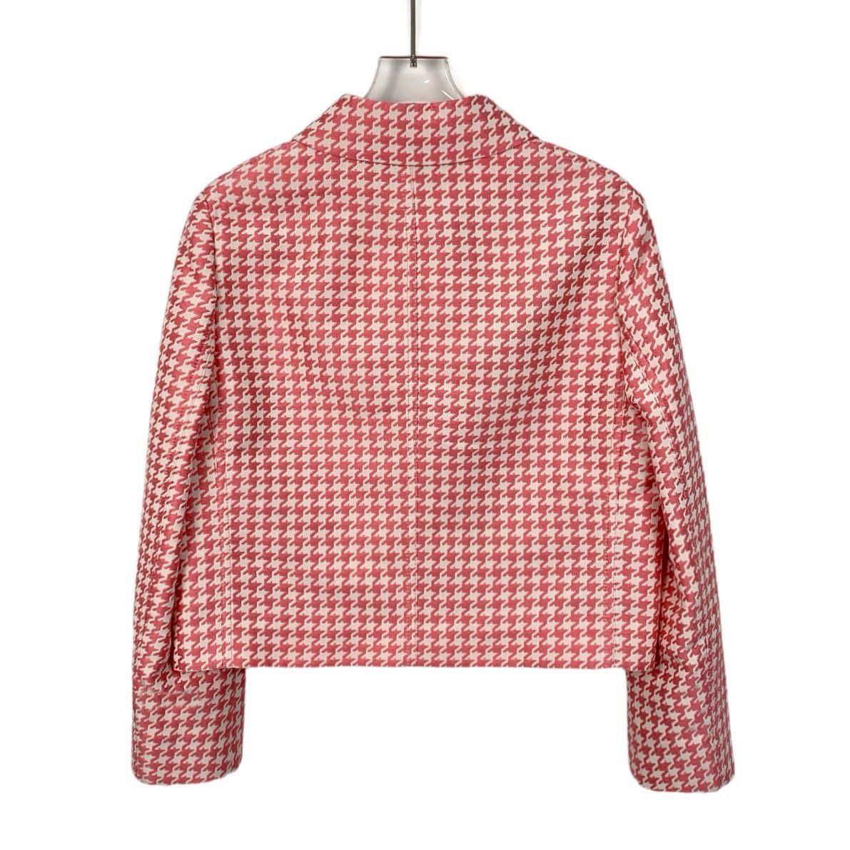 Dior Christian Dior Womens Pink & White Houndstooth Double-Breast Size XS / US 0-2 / IT 36-38 - 2 Thumbnail