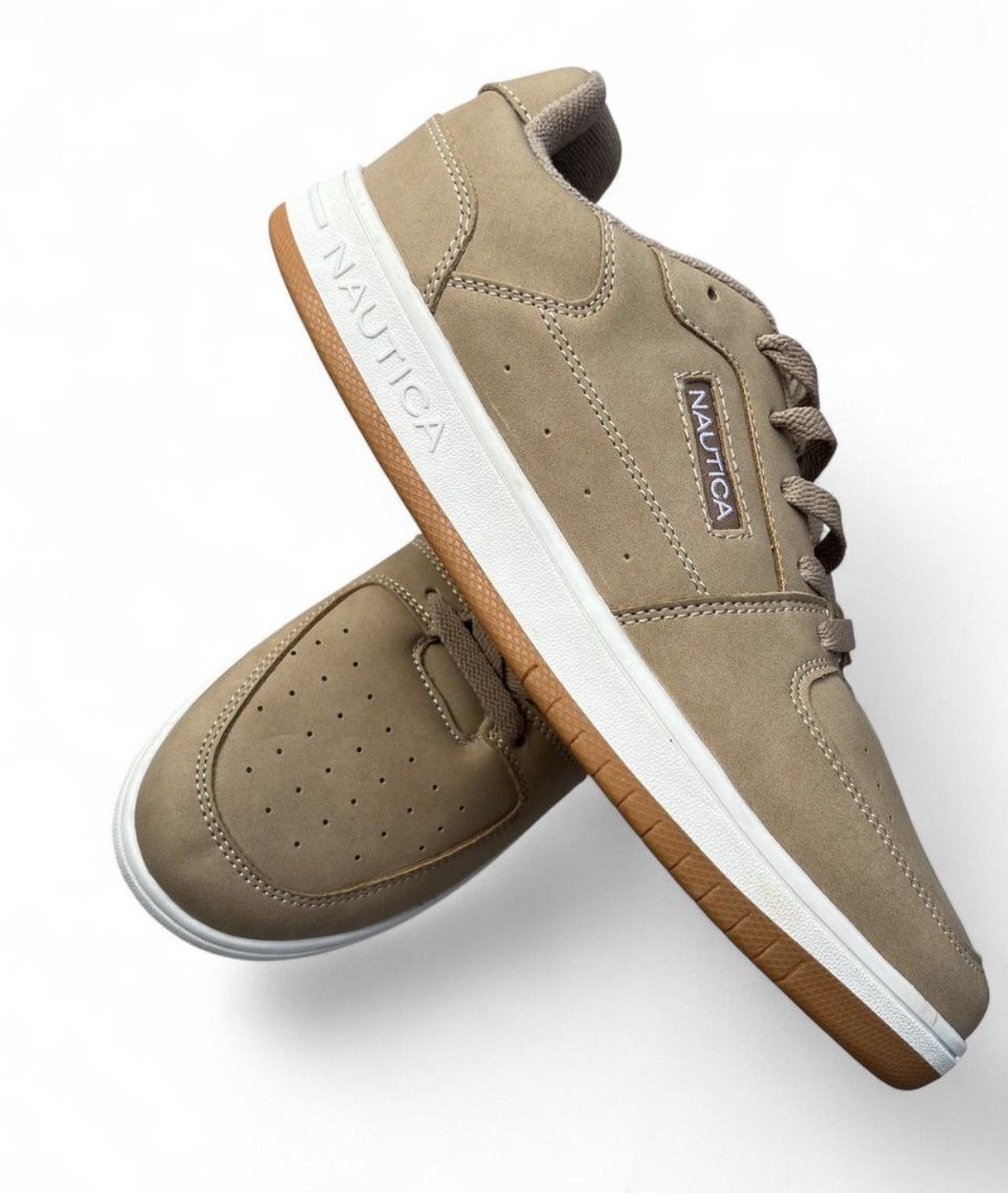 Nautica Y2K Deadstock Nautica Beige Tan Low-Top Sneakers Gum Sole Size US 7 / EU 40 - 2 Thumbnail