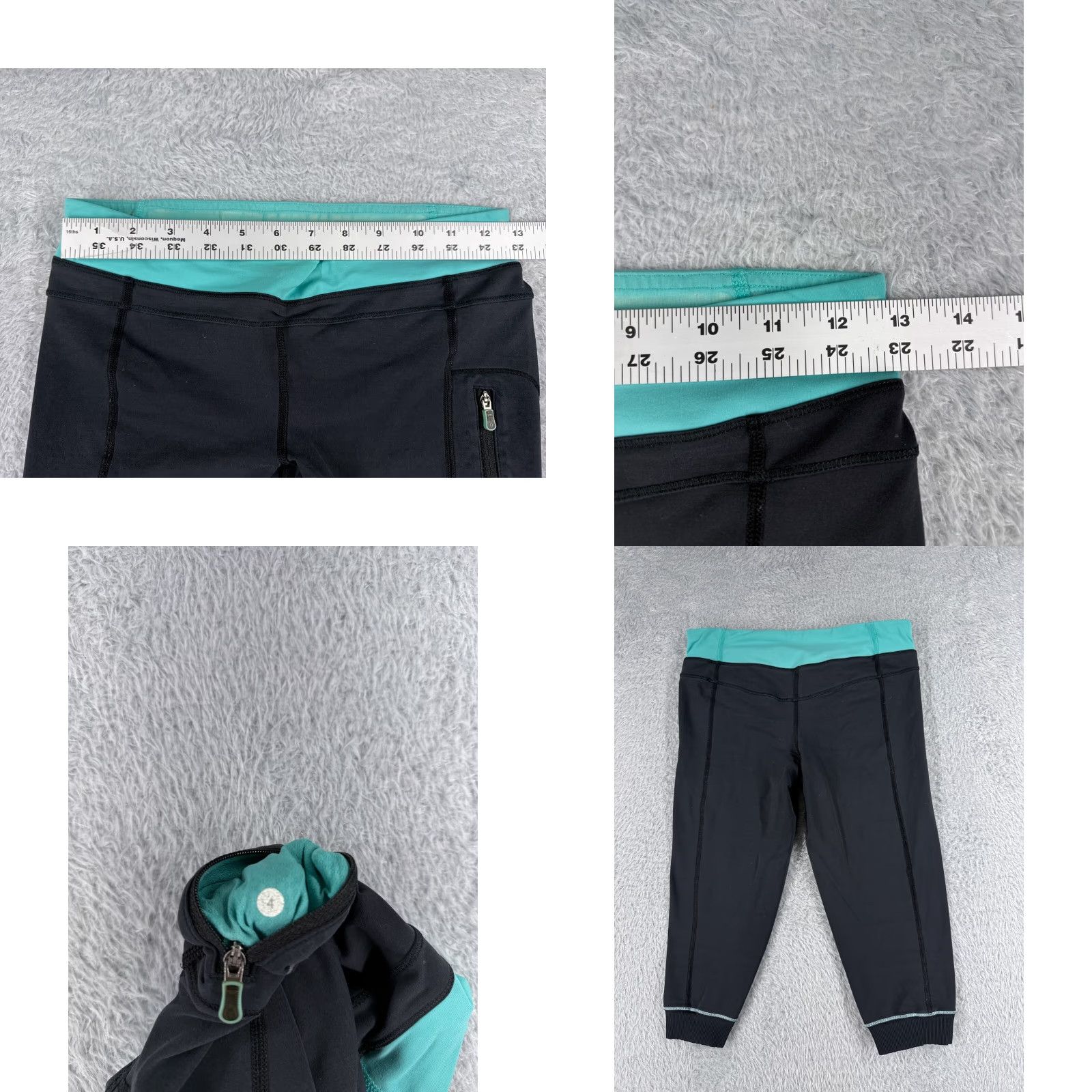 Lululemon Lululemon Wunder Under Pants Womens 4 Black Teal Cropped Tapered Zip Pocket Yoga Run Gym Activewear PM Size 27" / US 4 / IT 40 - 8 Thumbnail