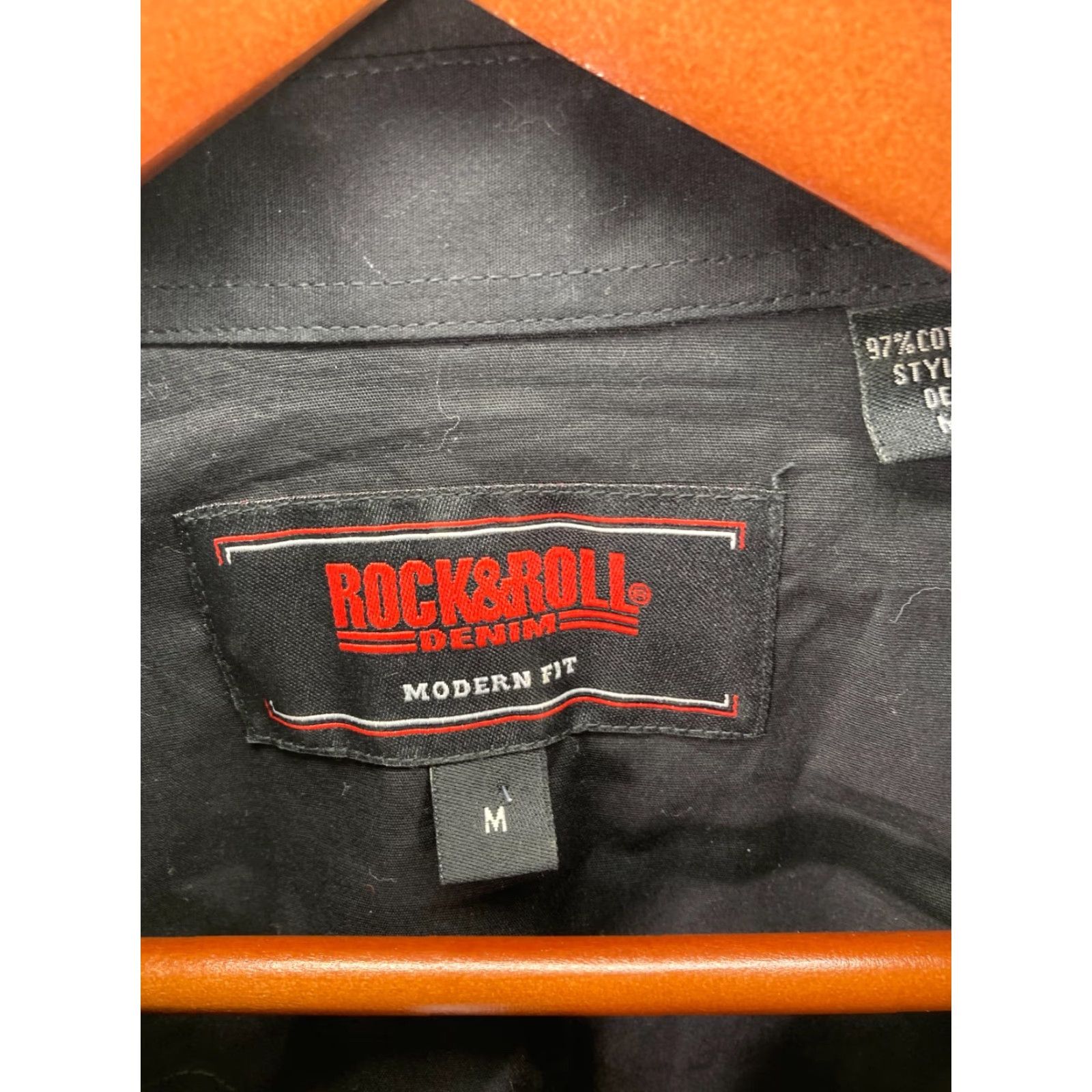 Denime Rock & Roll Denim Western Shirt Mens M Black Snap Front Cowboy Embroidered Logo Long Sleeve Size US M / EU 48-50 / 2 - 7 Thumbnail