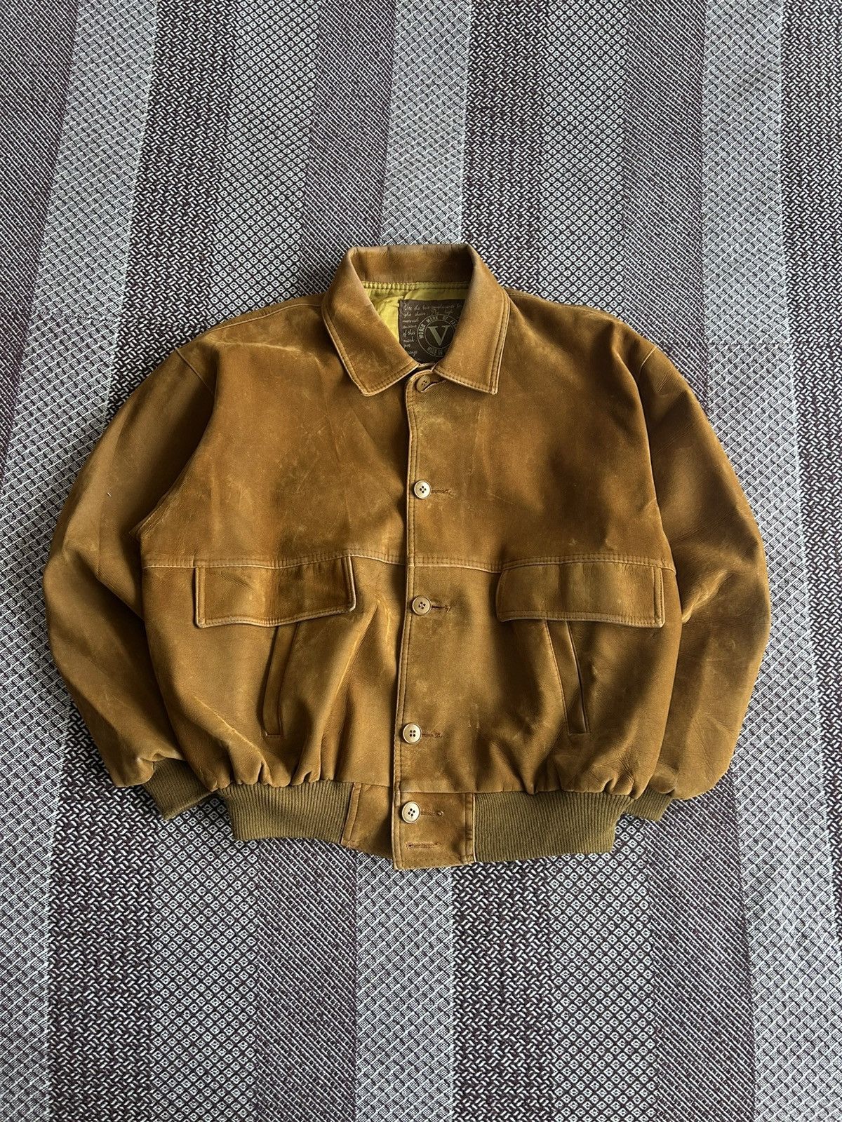 Genuine Leather Vintage Leather Bomber Jacket 90s Faded Japanese Vibe Size L Size US L / EU 52-54 / 3 - 1 Thumbnail