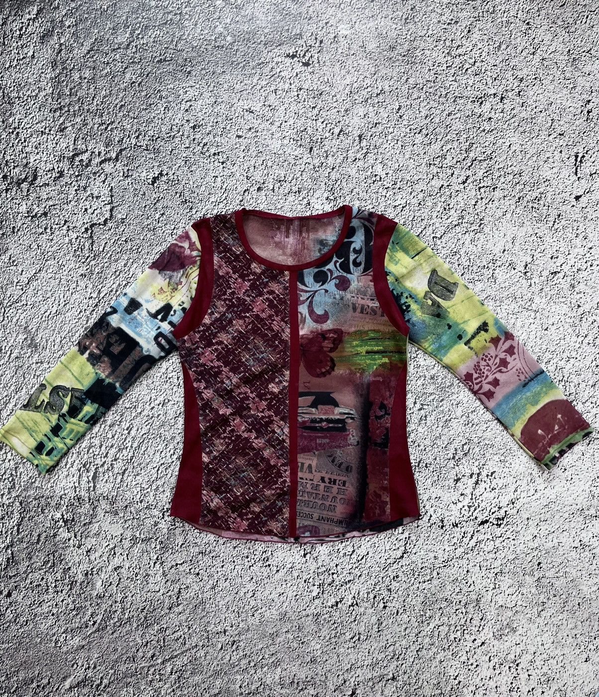 Japanese Brand Vintage JPG vibe mesh art collage renaissance top Size M / US 6-8 / IT 42-44 - 1 Thumbnail