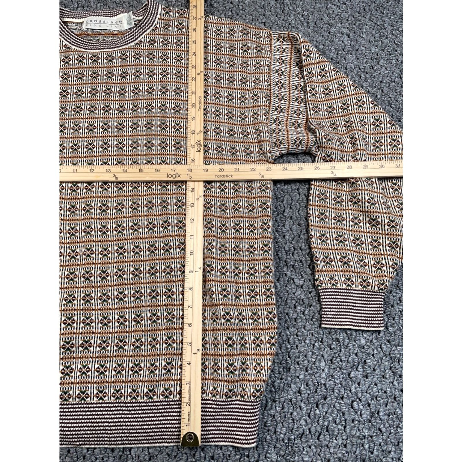 Vintage VINTAGE Geneco Geometric Pattern Sweater Adult Large Brown Chunky-Knit 90s Mens Size US L / EU 52-54 / 3 - 7 Thumbnail
