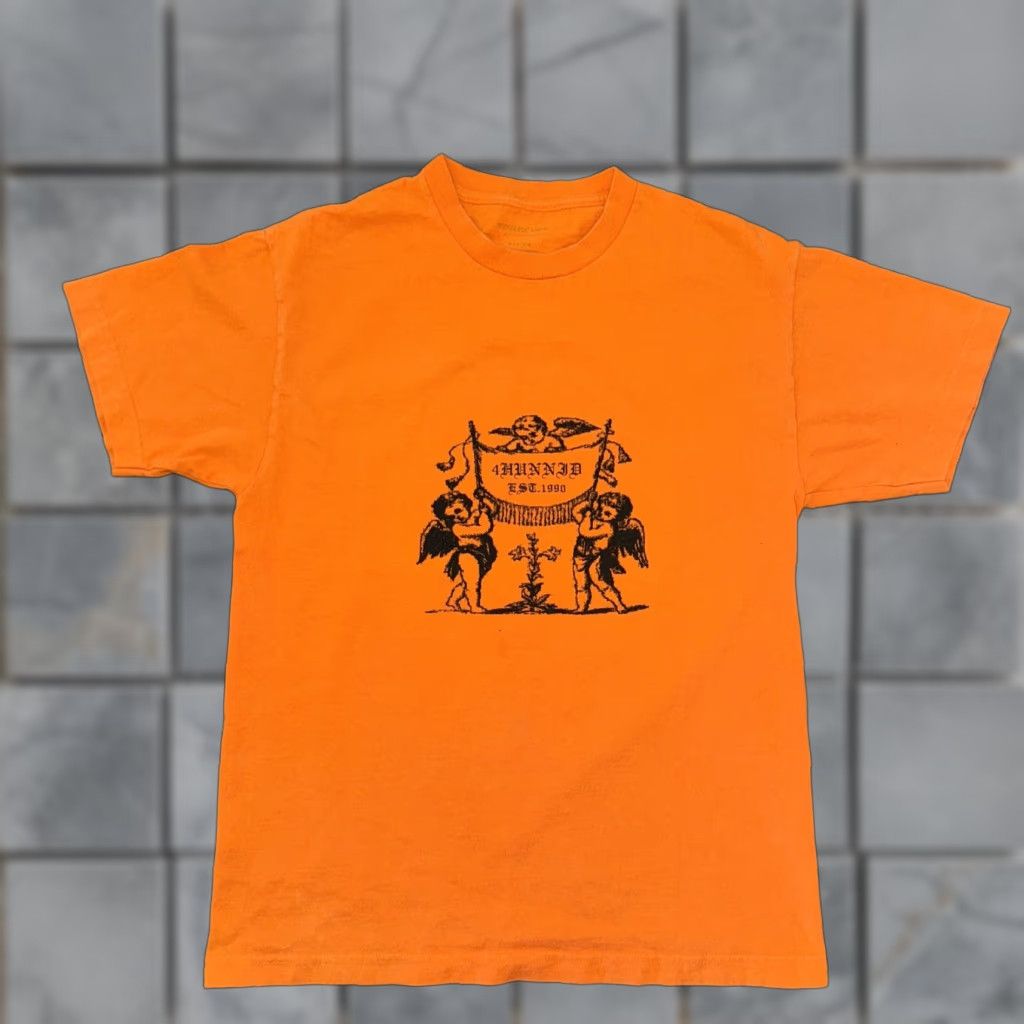 Vintage 4 Hunnid Angels T-Shirt Orange M Mens Shirt 4 Hunnid Angels Orange M 90s Theme Size US M / EU 48-50 / 2 - 1 Thumbnail