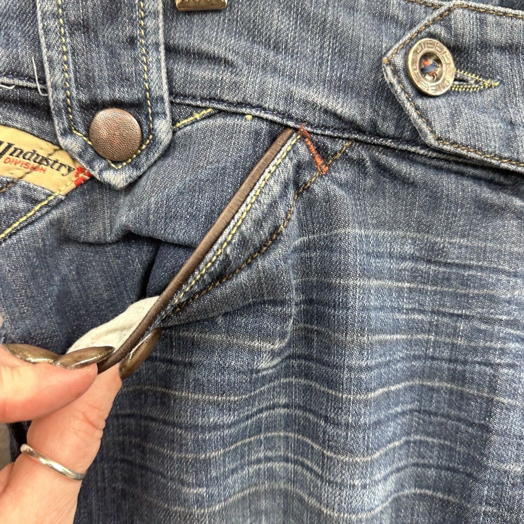 Diesel Diesel Industry Jeans Womens 29 Blue Moonie Straight Crop Back Flap 5-Pocket Design Cottagecore y2k Size 29" - 6 Thumbnail