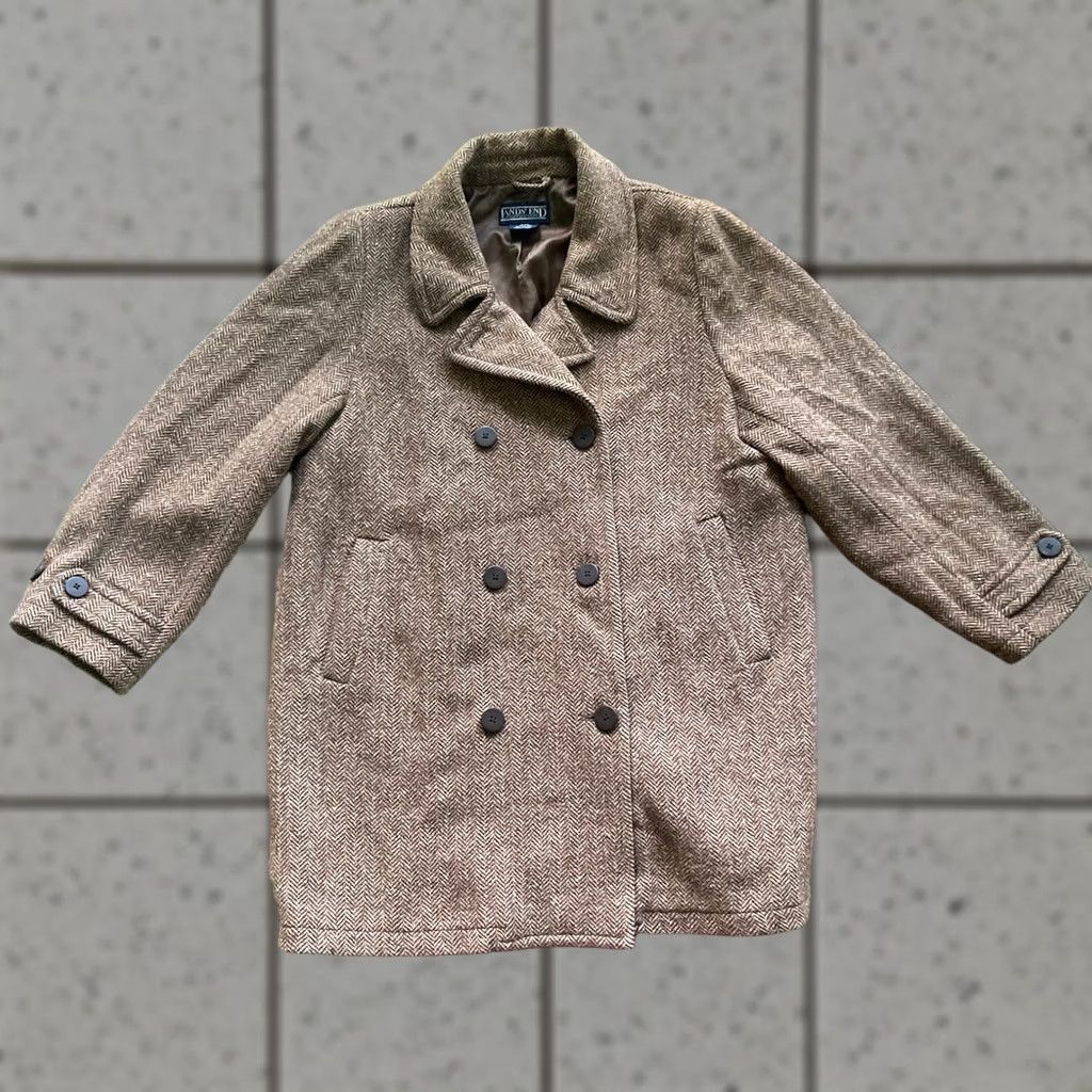 Lands' End Lands' End Womens XL Beige Herringbone Pea Coat Wool Blend Overcoat Size XL / US 12-14 / IT 48-50 - 1 Thumbnail