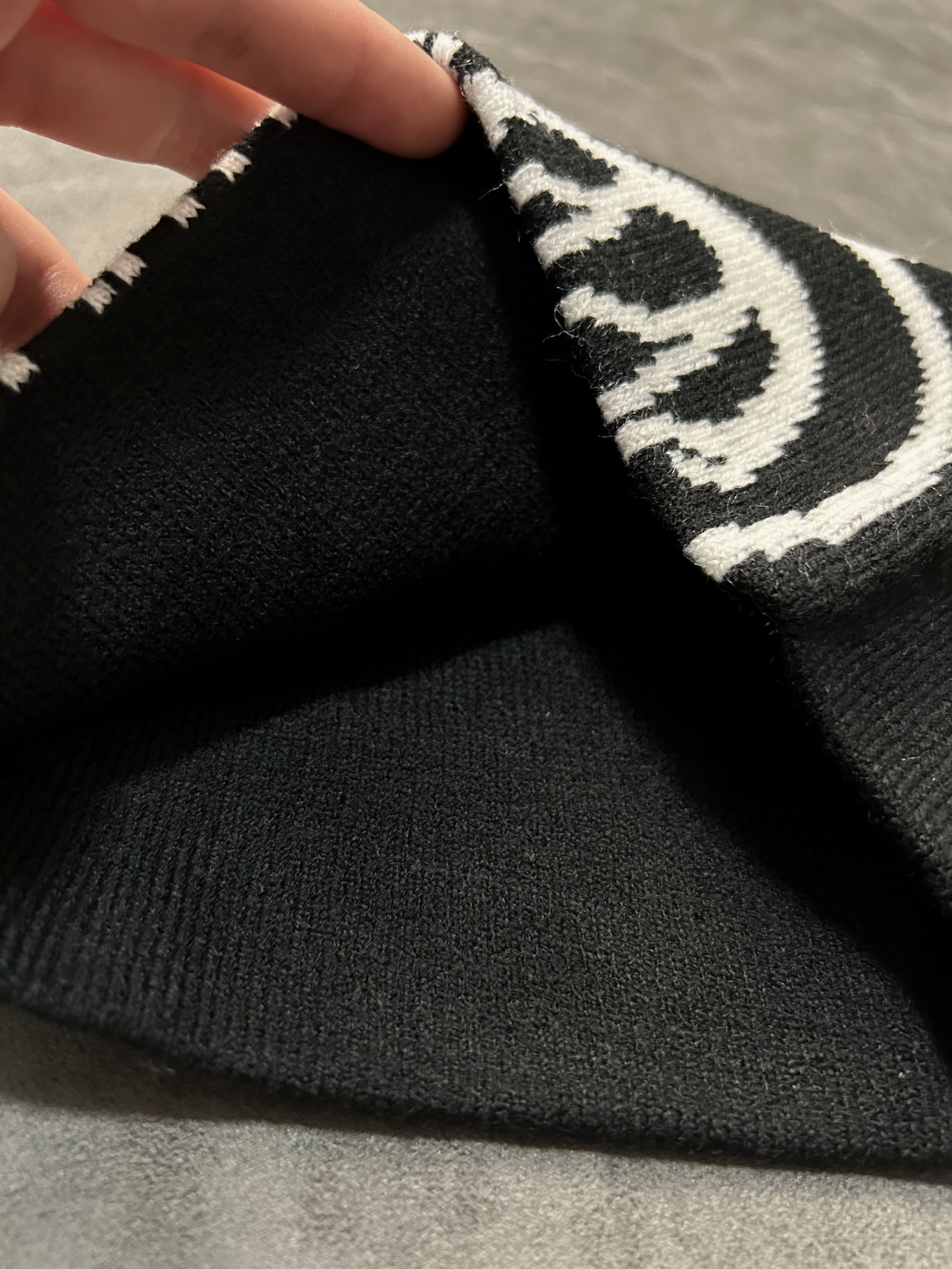 Japanese Brand Devil Joker Graphic No Cuff Knit Cap Beanie Black Hat OS Size ONE SIZE - 4 Thumbnail