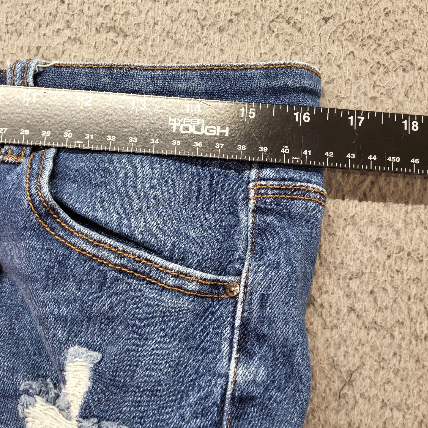Vintage Wax Jeans Butt I Love You Women's Size 16 Medium Wash Distressed Whiskered Jeans Size 38" / US 16 / IT 52 - 7 Thumbnail