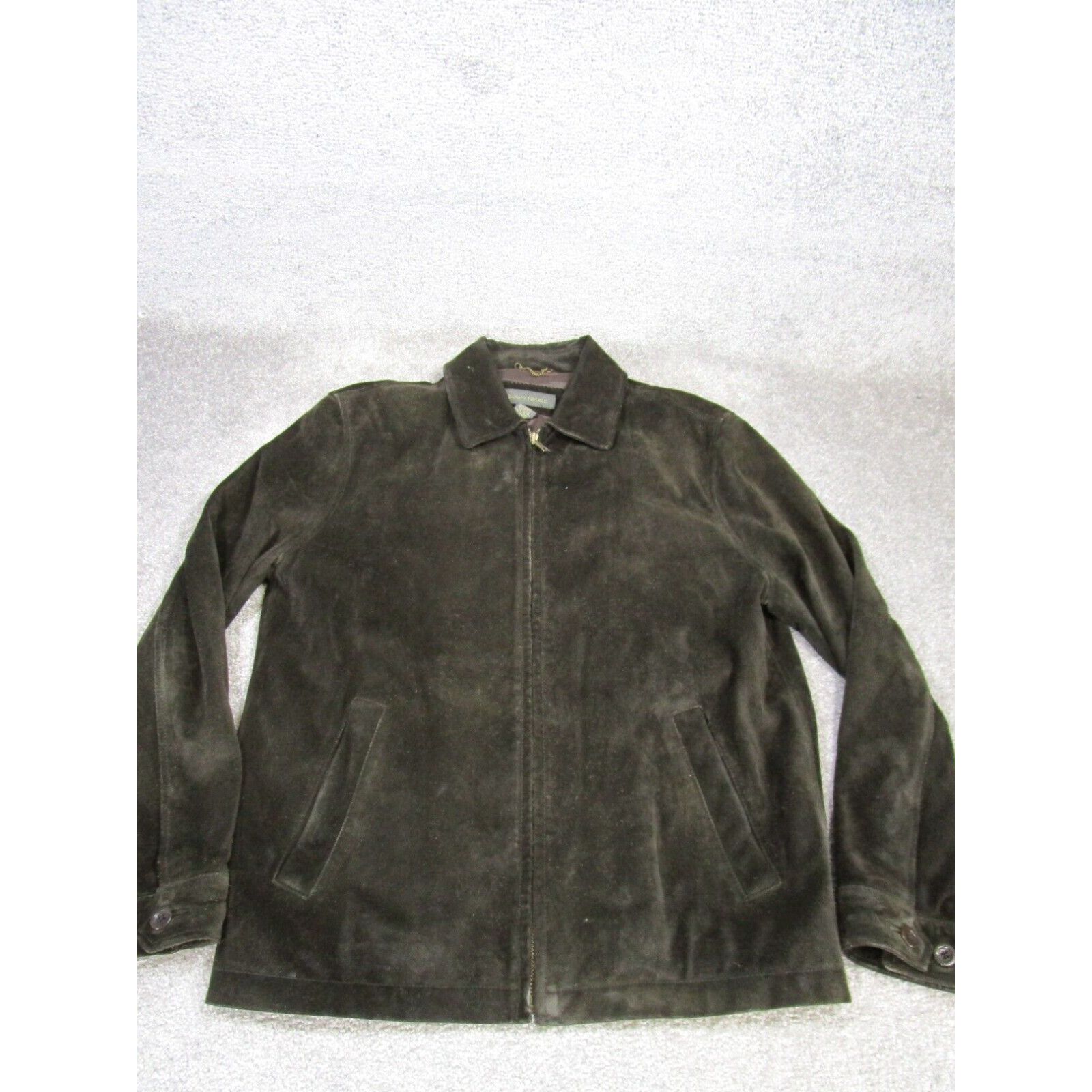 image of Banana Republic Suede Jacket Mens Medium Brown Leather Moto in White