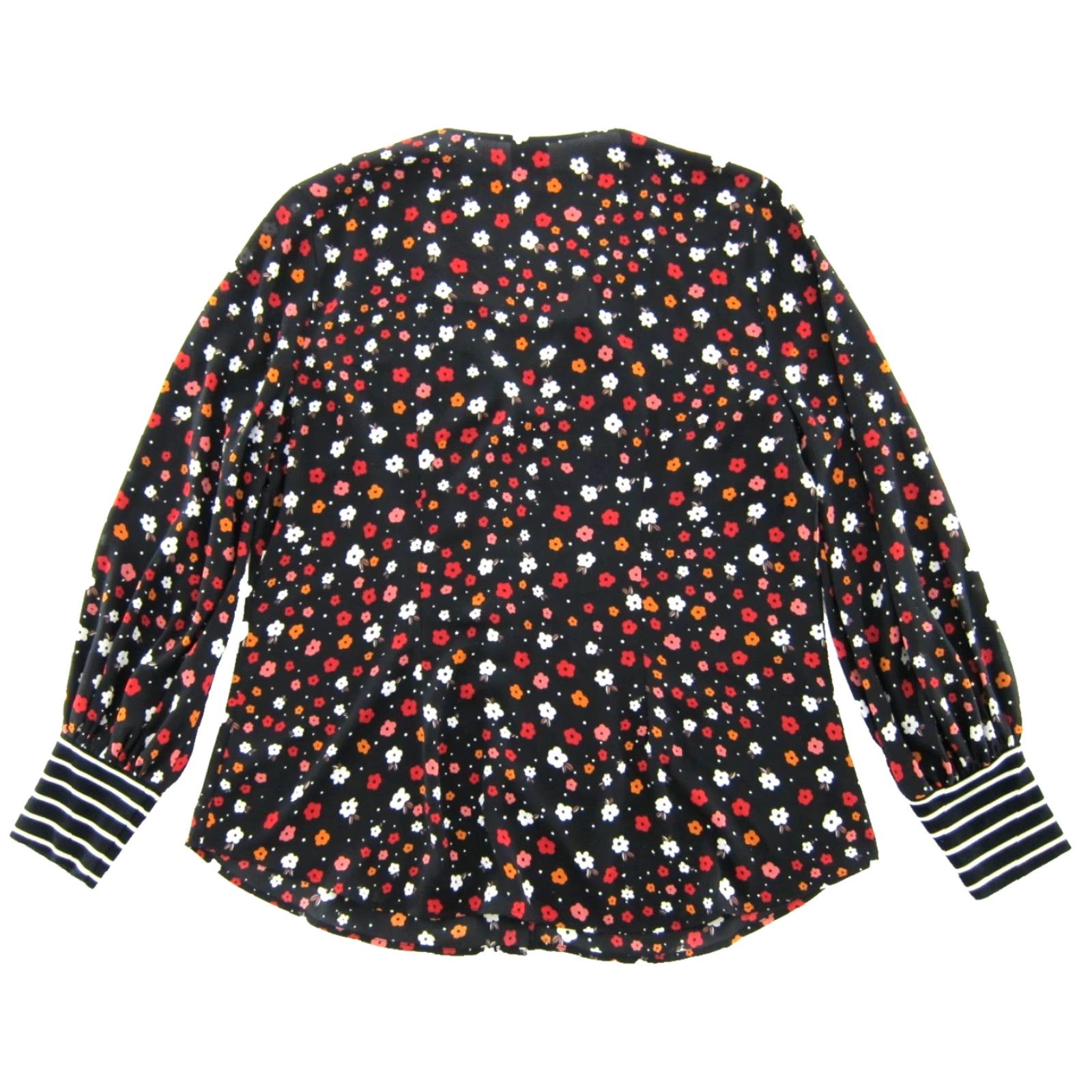 Vintage Cabi Blouse L Black Floral Button Down Long Sleeve V-Neck Women Size L / US 10 / IT 46 - 2 Thumbnail
