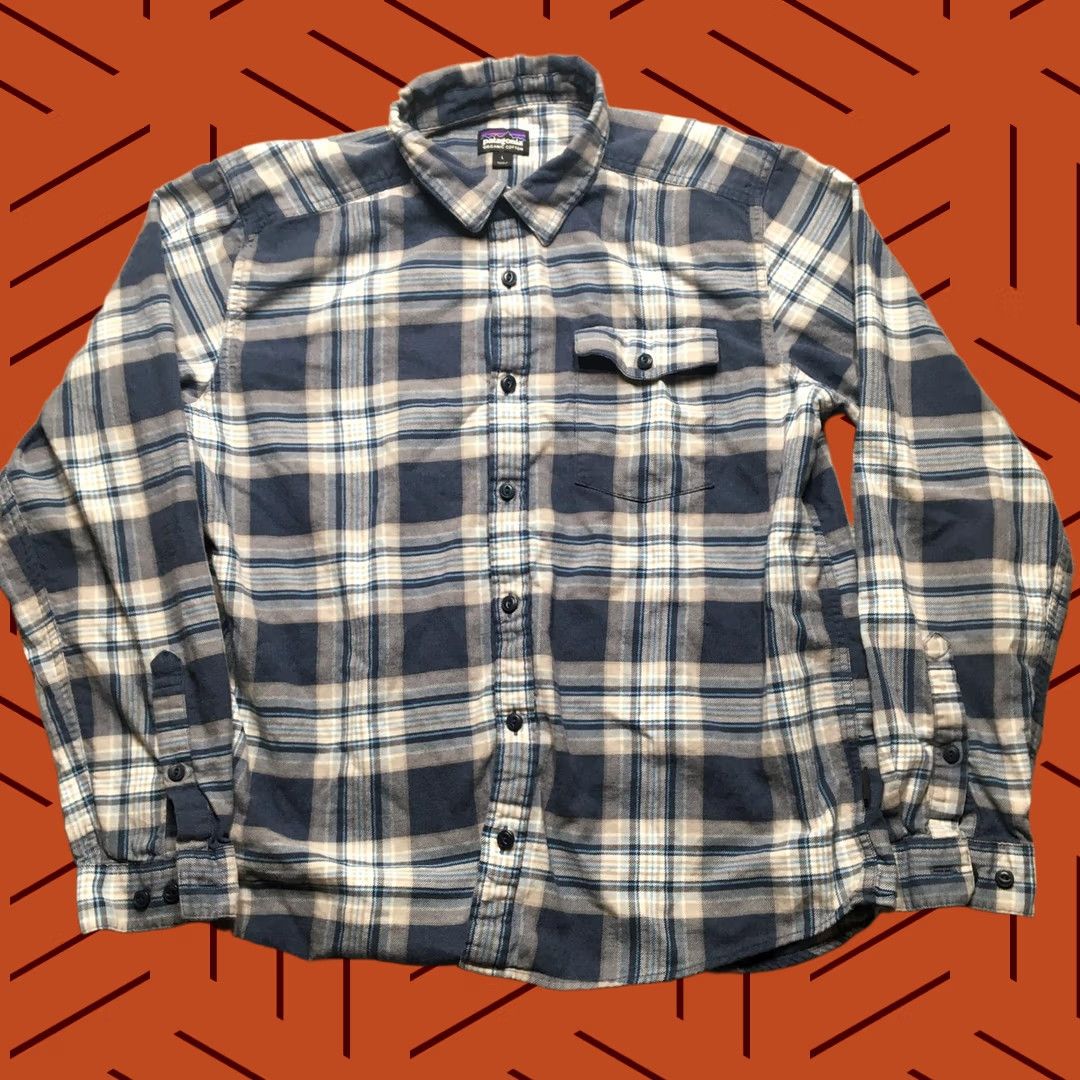 Patagonia Patagonia Fjord Flannel Shirt Mens Large L Blue Plaid Organic Cotton Button-Up Long Sleeve Casual Fall Size US L / EU 52-54 / 3 - 1 Thumbnail