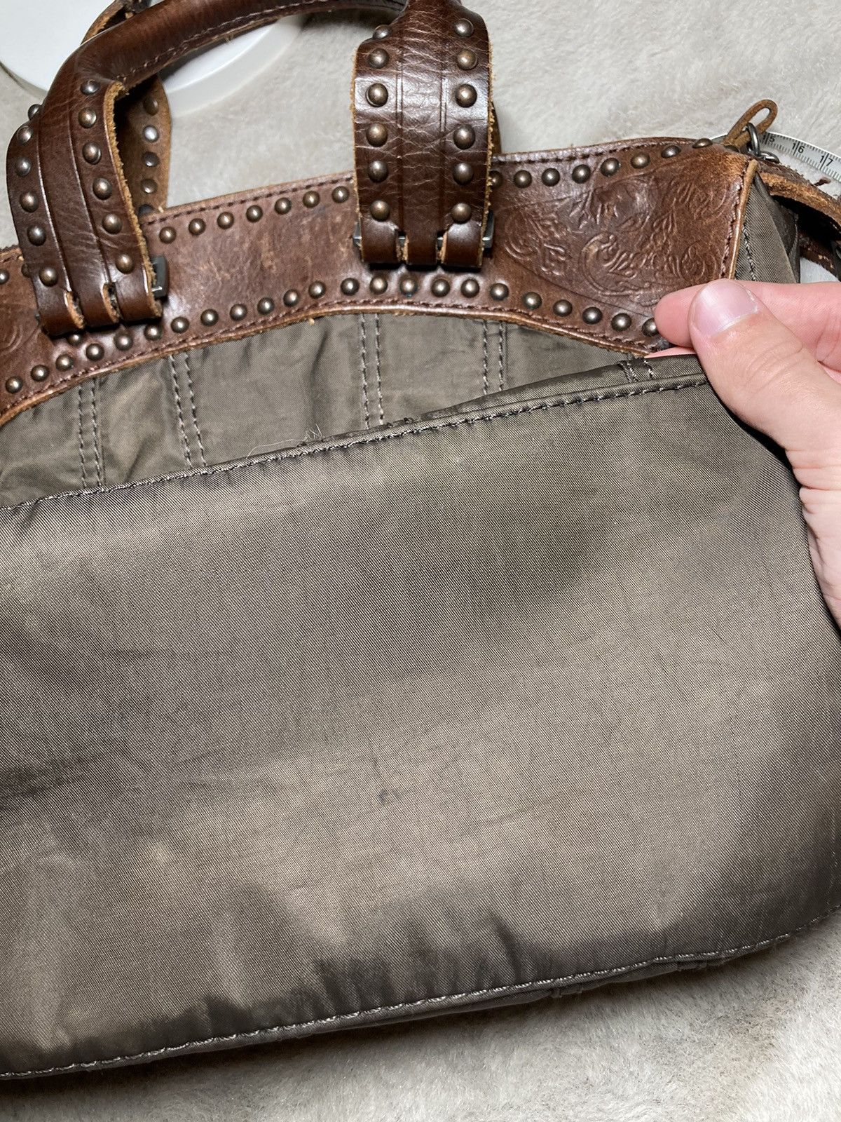 Diesel × Vintage ⛩️Vintage Diesel Avant Garde Brown Mini Handbag leather nylon Size ONE SIZE - 12 Thumbnail