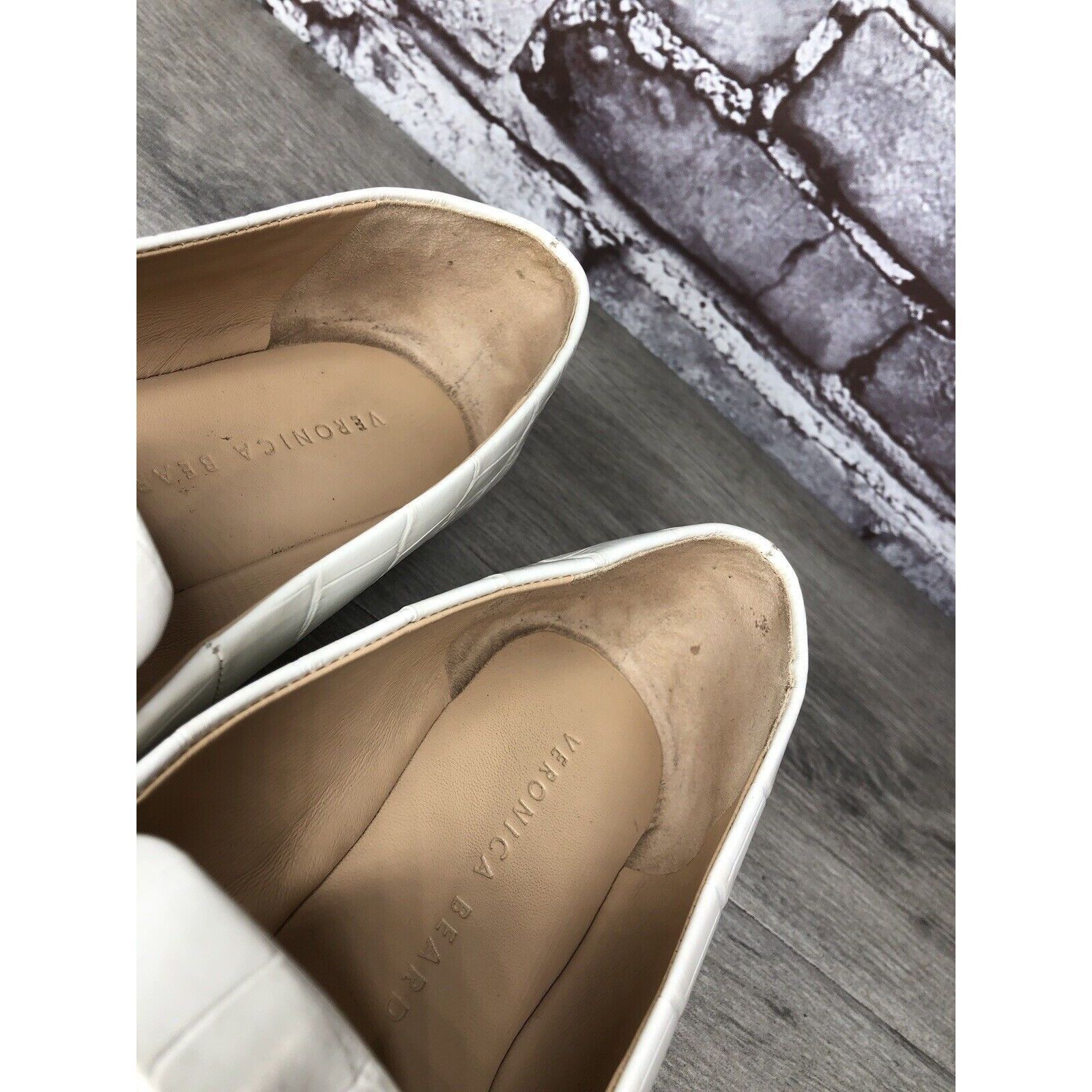 Veronica Beard Veronica Beard Griffin White Leather Croc Embossed Loafer Fl Size US 9.5 / IT 39.5 - 10 Thumbnail