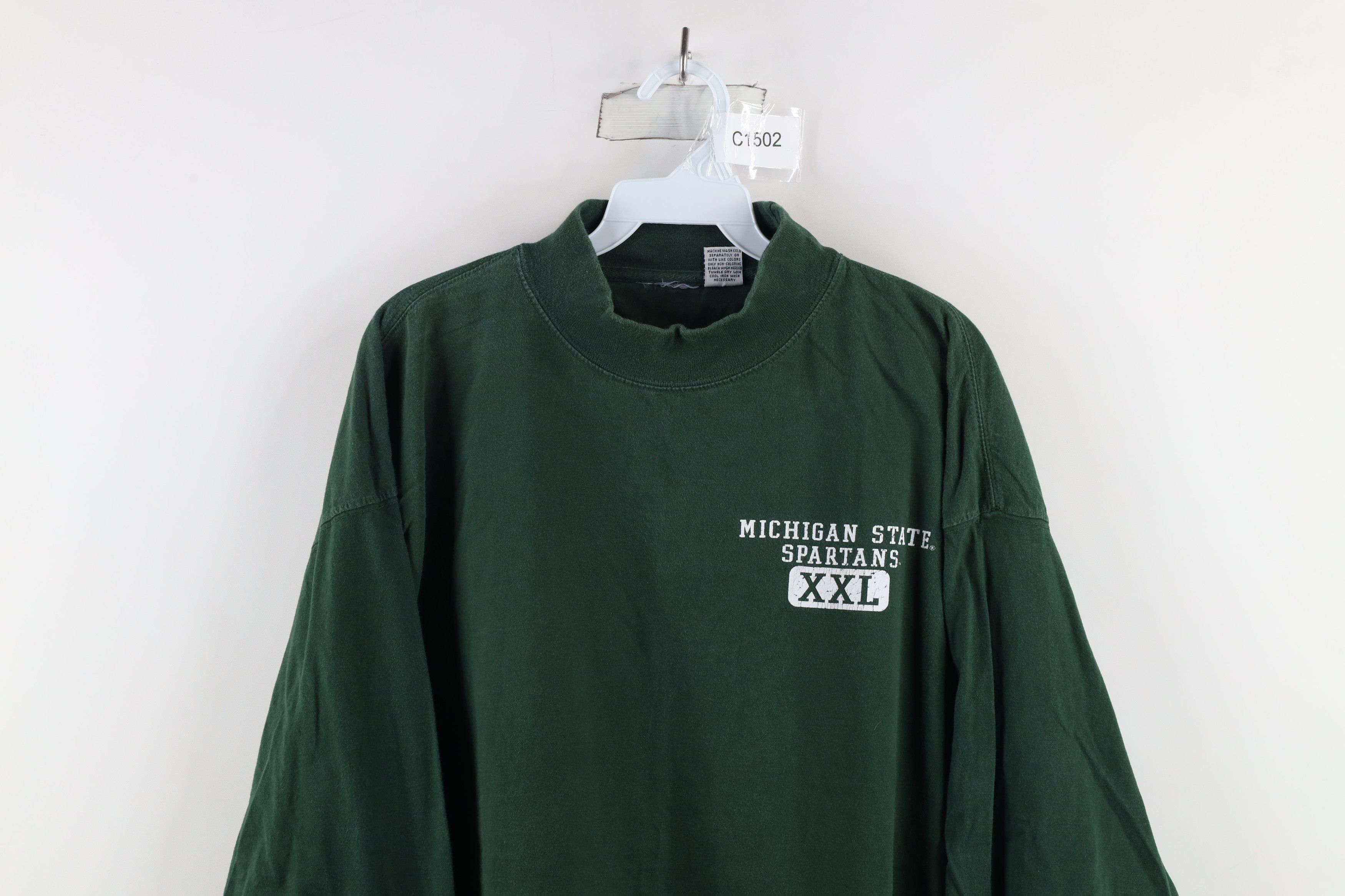 Vintage Vintage 90s Michigan State University Mock Neck T-Shirt Size US L / EU 52-54 / 3 - 2 Thumbnail