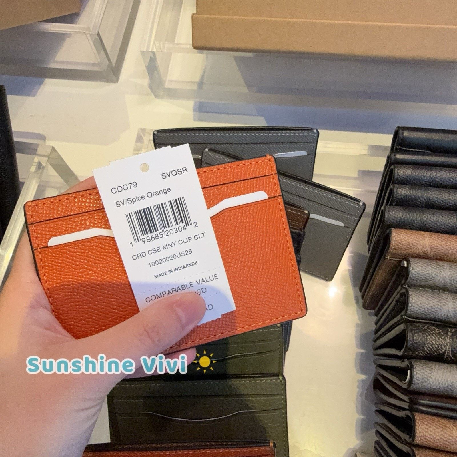 Coach NWT Coach Card Case Money Clip leather cdc79 Spice Orange Size ONE SIZE - 3 Thumbnail