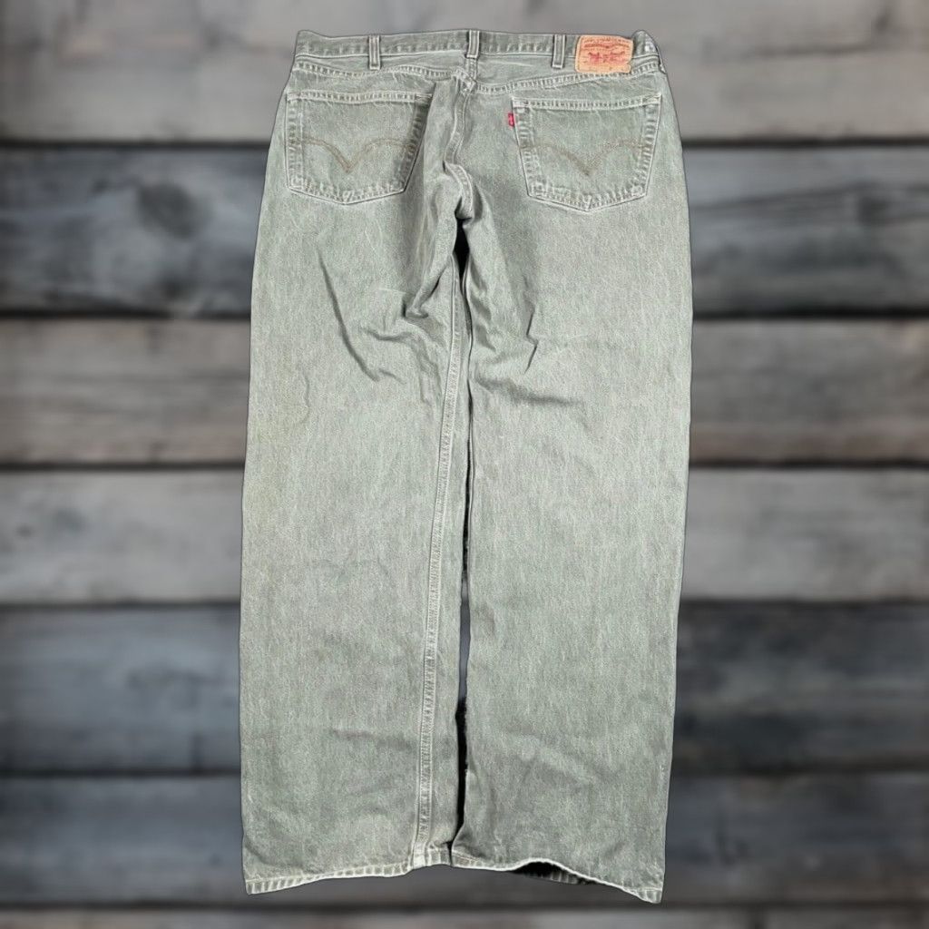 Levi's VINTAGE Levi's 501 Jeans Men - Olive Green Denim - Straight Leg, Button Fly - 39x30 (42/34Tag) - 90s Classic Casual World of Levi's Mens U.S. Size US 39 - 1 Thumbnail