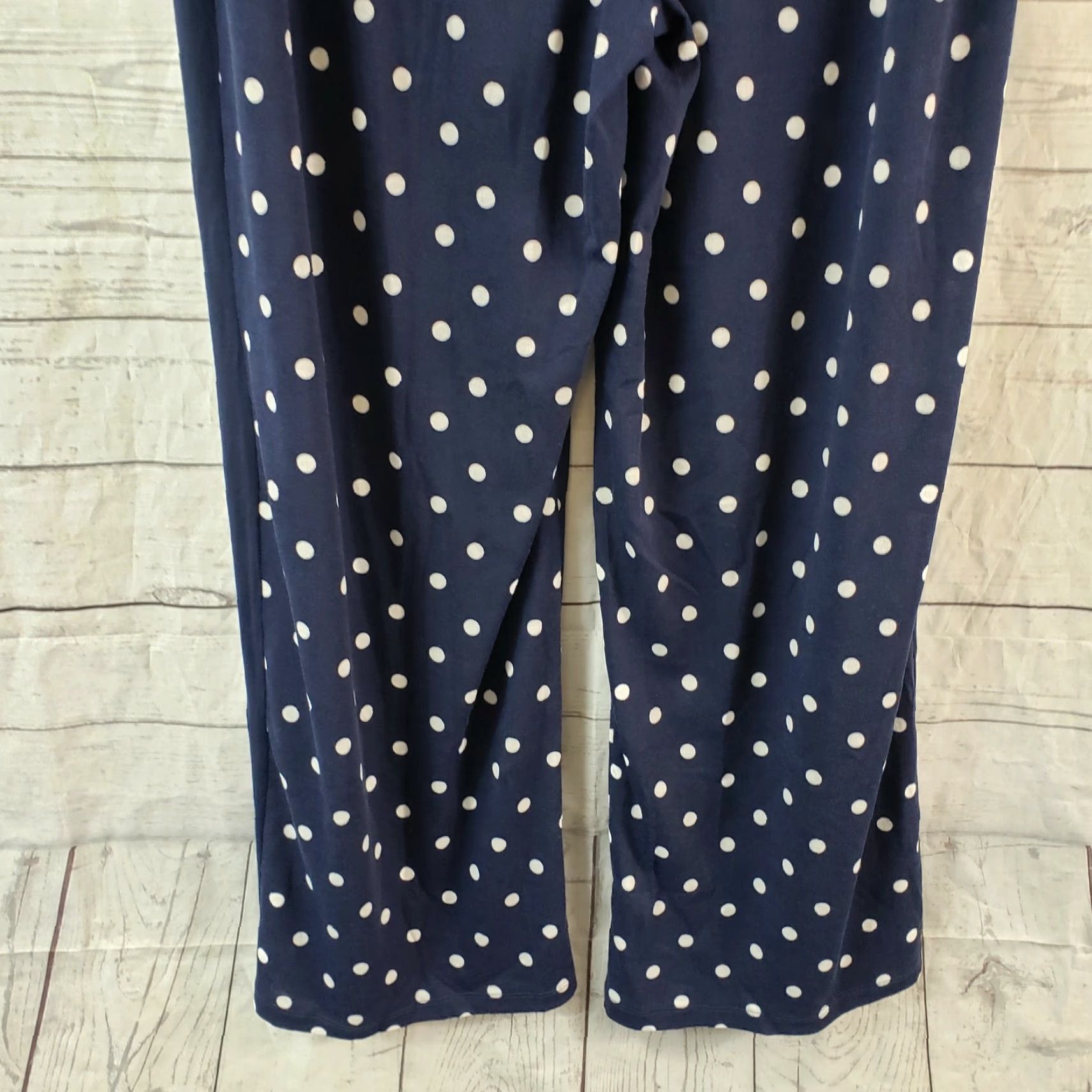 Vintage French Laundry Womens Pants 1X Blue White Polka Dot Wide-Leg Pull On Casual Size 40" / US 18 - 5 Thumbnail