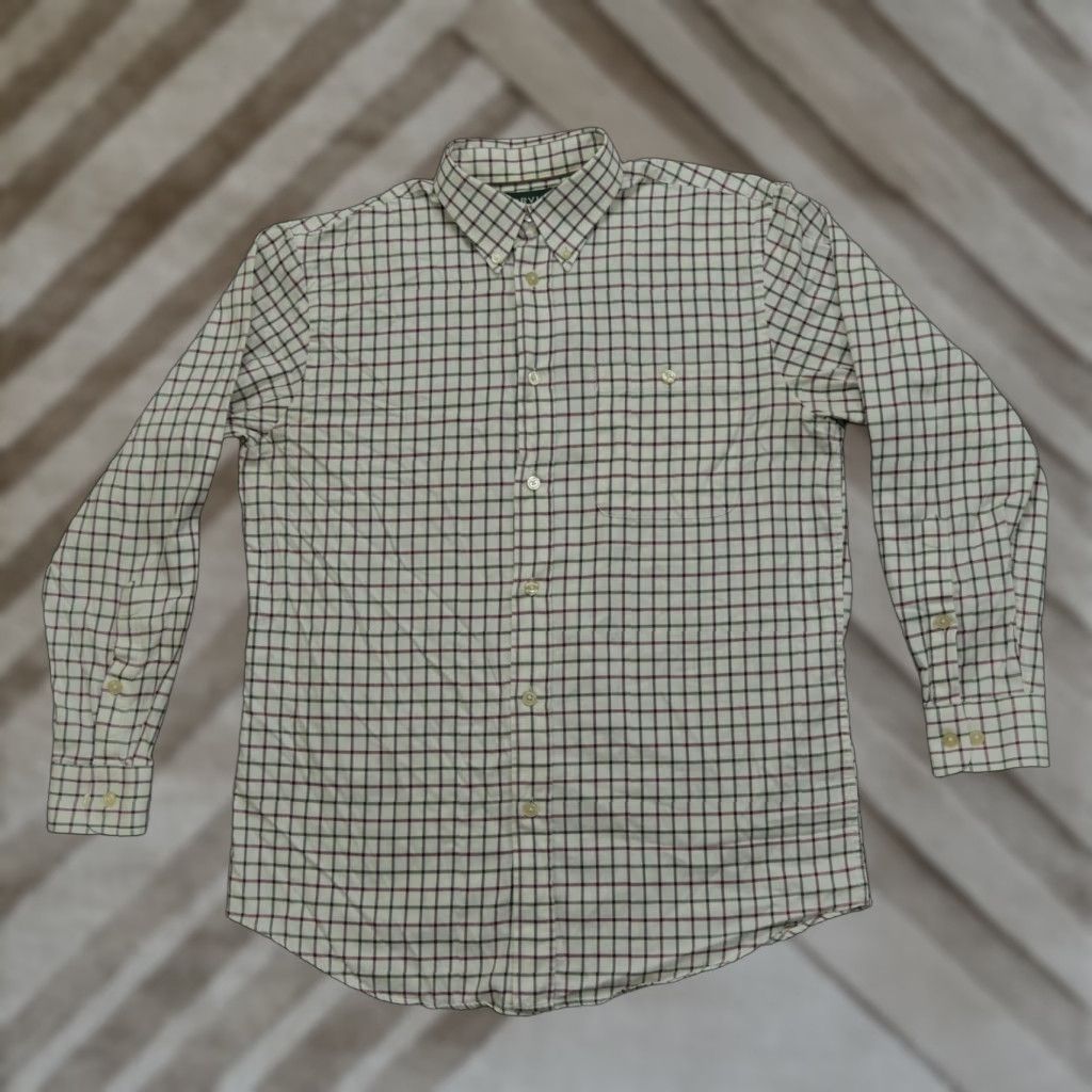 Orvis Orvis Shirt Mens M Cream Red Green Plaid Button Up Long Sleeve Size US M / EU 48-50 / 2 - 1 Thumbnail