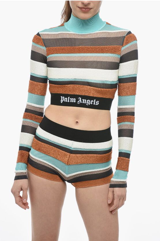 image of Palm Angels Multicolor Striped Lurex Turtleneck Sweater, Women's (Size XS)