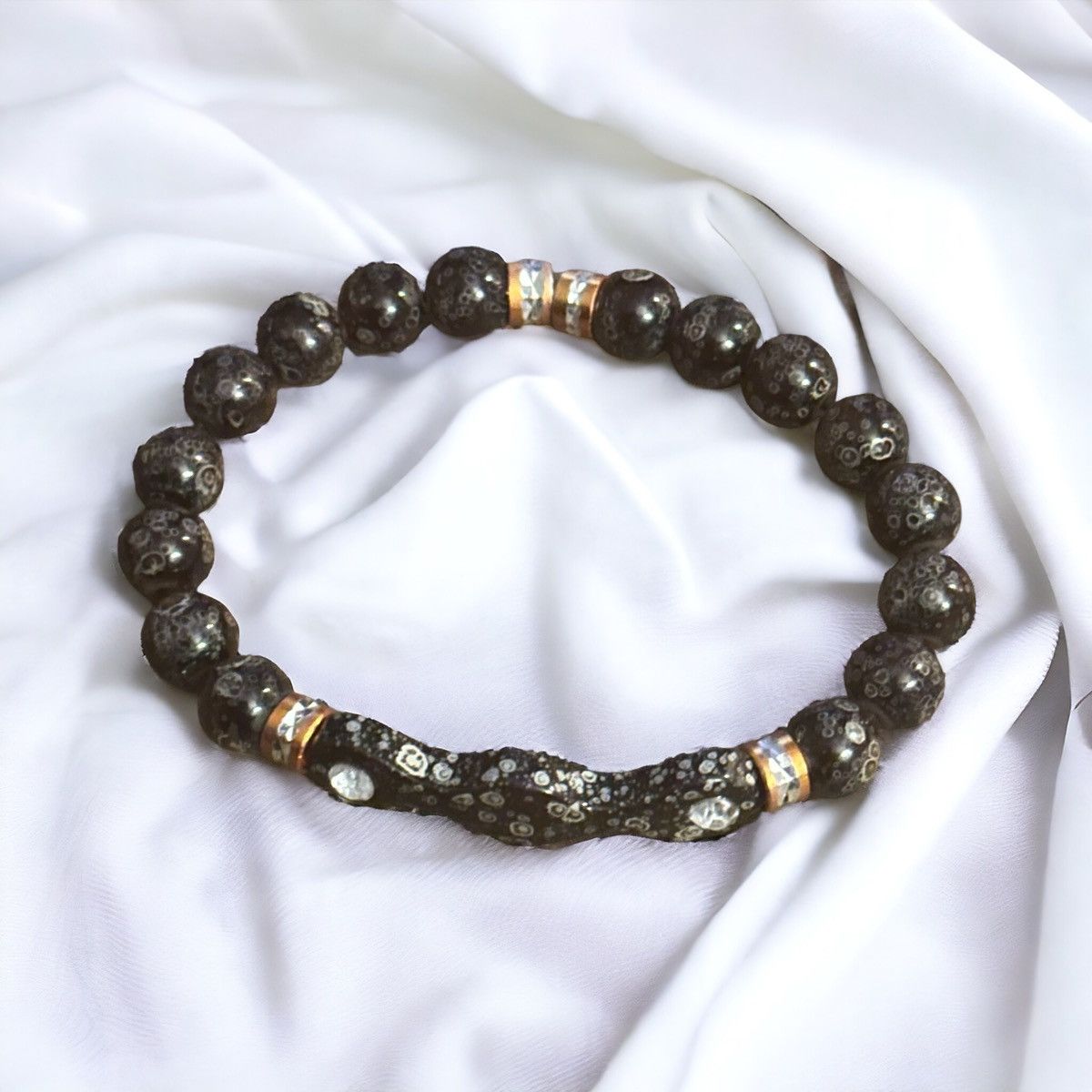 Other Black printed bead stretch bracelet Size ONE SIZE - 1 Thumbnail