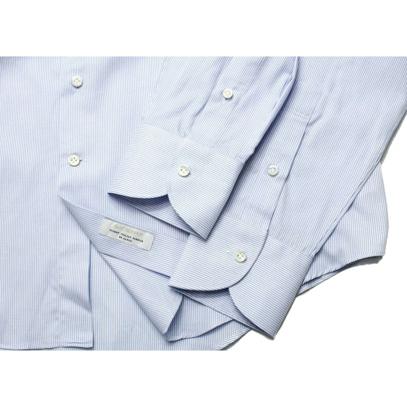 Suitsupply Suitsupply Custom Made Slim Fit Formal Shirt Men's 41L / 16L Spread Pinstriped Shirt Size 42R - 5 Thumbnail