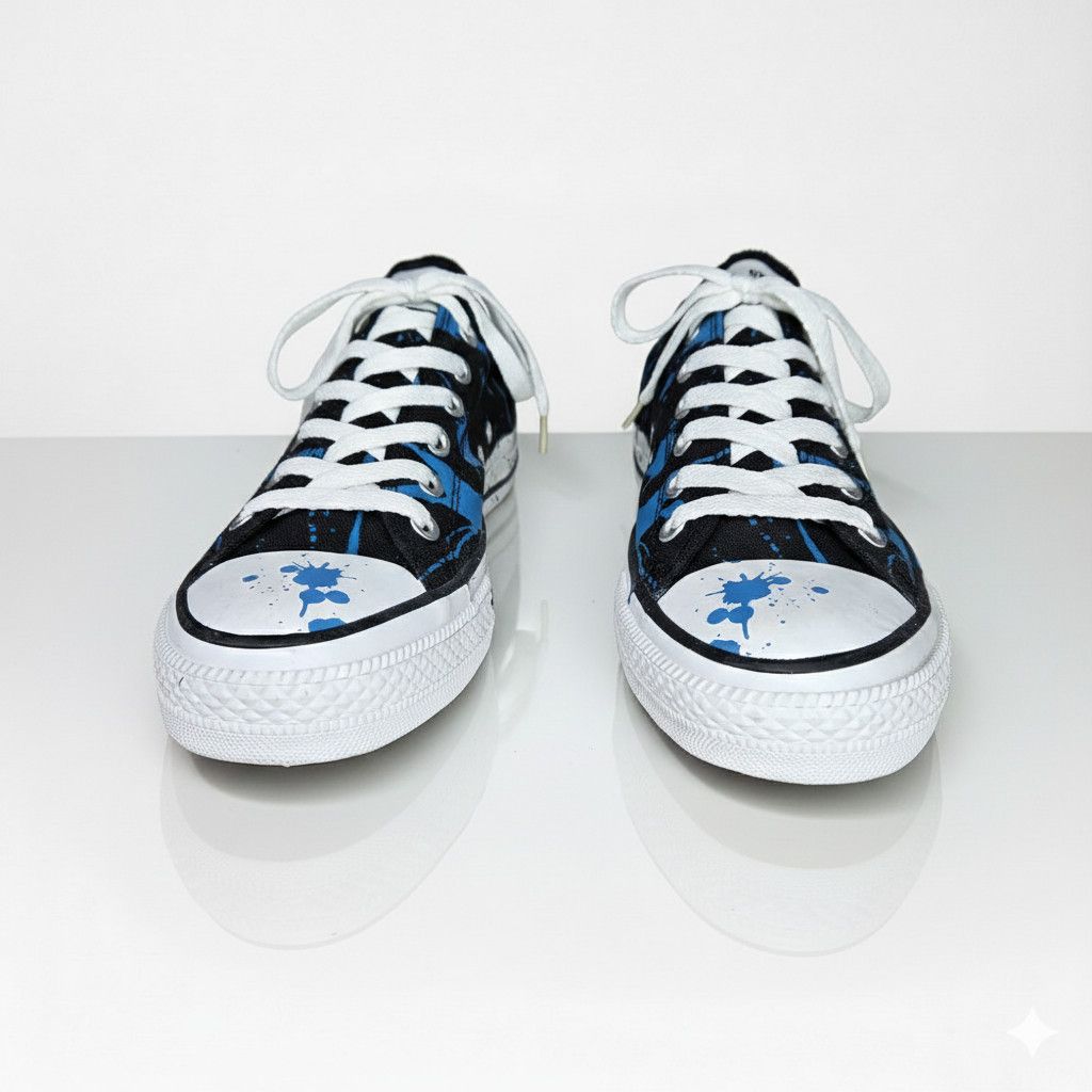 Converse Converse W9/M7 Sneakers Paint Splatter Black Blue Lace Up Size US 7 / EU 40 - 4 Thumbnail