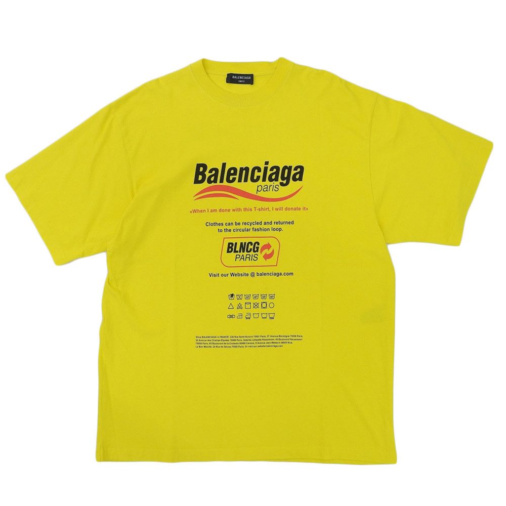 image of Balenciaga Cleaning Boxy Logo Tee in Yellow, Men's (Size XS)