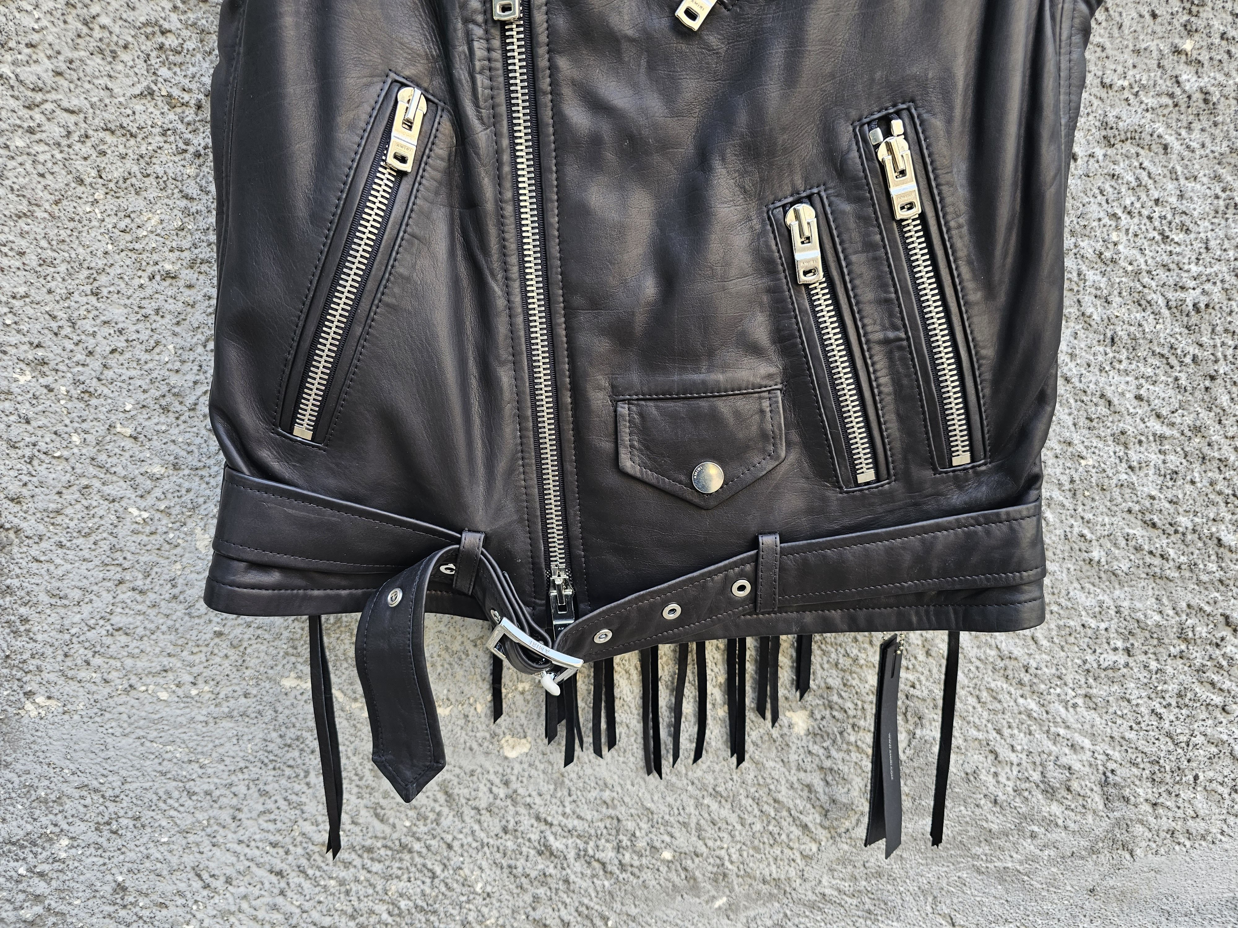 Amiri $3200 AMIRI Black Fringed Women's Biker Leather Vest Size M / US 6-8 / IT 42-44 - 12 Thumbnail