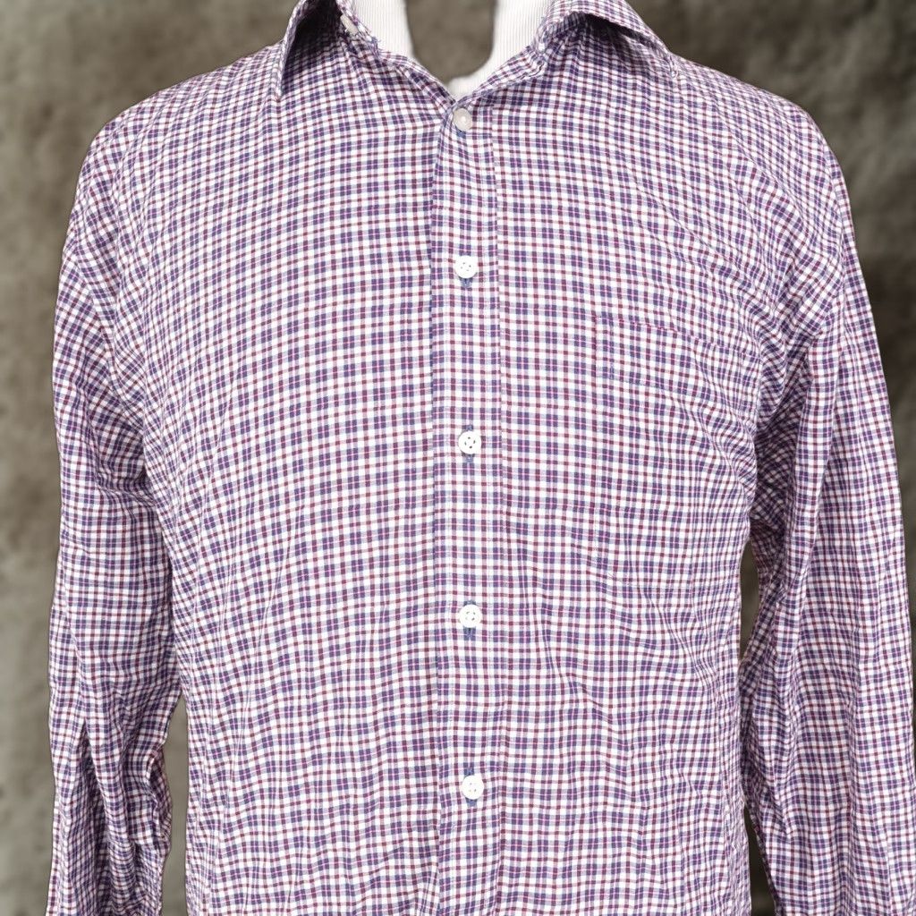Stafford Stafford Shirt Mens 17.5 34-35 Plaid Long Sleeve Button Up Regular  Fit Dress Shirt Red | Grailed