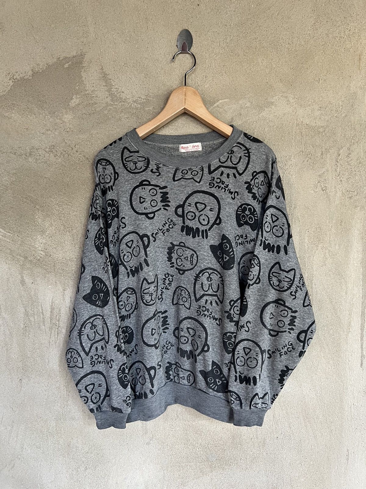 Vintage Vintage Smiling Face Overprint Sweatshirt Size M / US 6-8 / IT 42-44 - 2 Thumbnail