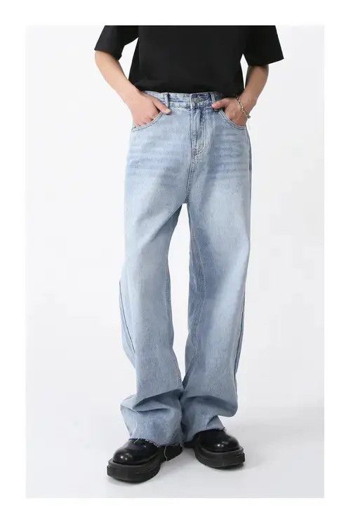 Japanese Brand × Jean Vintage Faded Blue Wide leg jeans Size US 32 / EU 48 - 1 Thumbnail