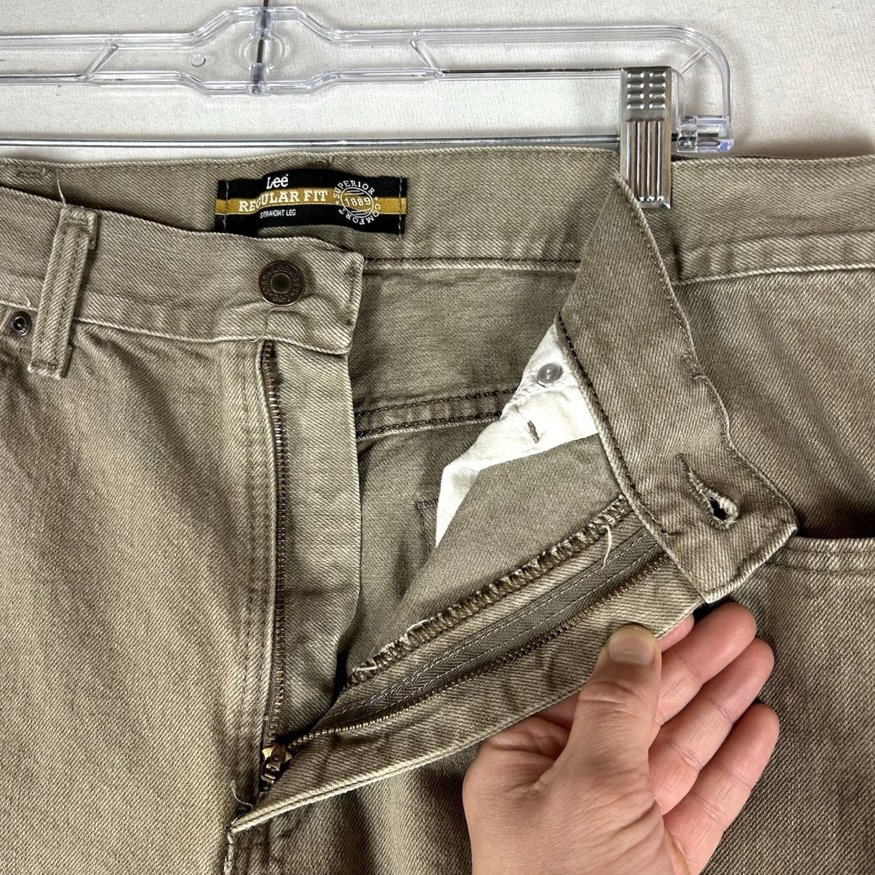 Lee Lee Chino Pants Regular Fit Straight Leg 38x29 Beige 100% Cotton Men Size US 38 / EU 54 - 4 Thumbnail