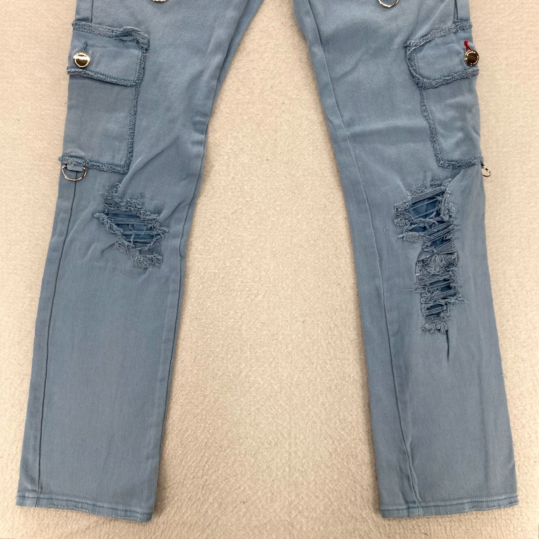 Vintage Preme Jeans Mens 28x33 Semi Stacked Fit Cargo Utility Blue Distressed Denim Y2K Jeans Mens Regular Blue Distressed Y2K Size US 28 / EU 44 - 5 Thumbnail