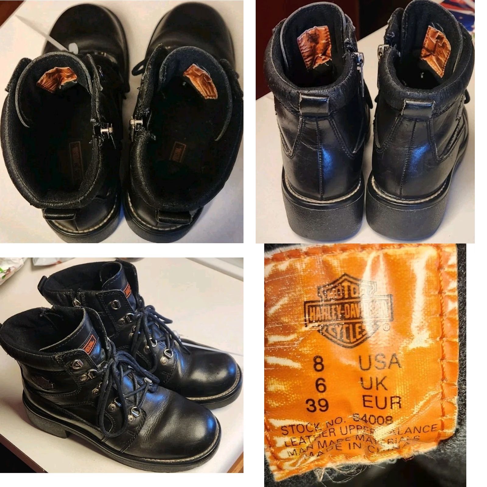 Harley Davidson Harley Davidson Womens 8 Express Lane Black Leather Biker Zip Ankle Boots 84008 Size US 8 / IT 38 - 8 Thumbnail