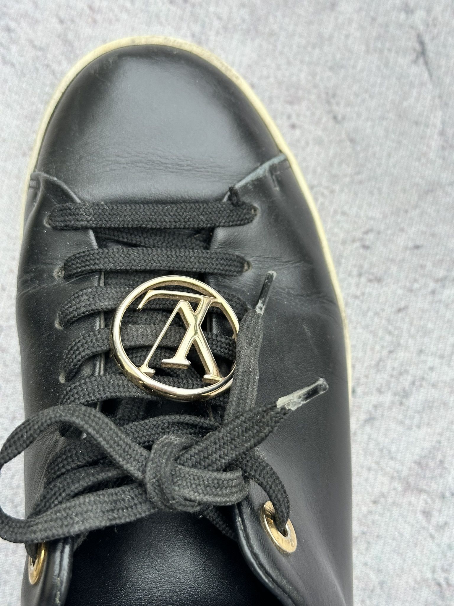 Louis Vuitton Louis Vuitton Frontrow Sneakers LV Metal Lace Logo Leather Size US 5.5 / IT 35.5 - 13 Thumbnail
