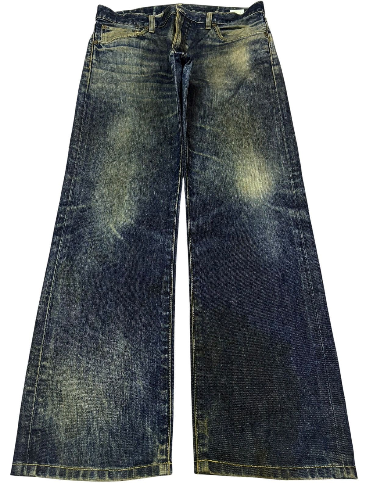Japanese Brand Vtg Kaihara Denim Uniqlo Mud Washed Distressed Jeans Size US 33 - 1 Thumbnail