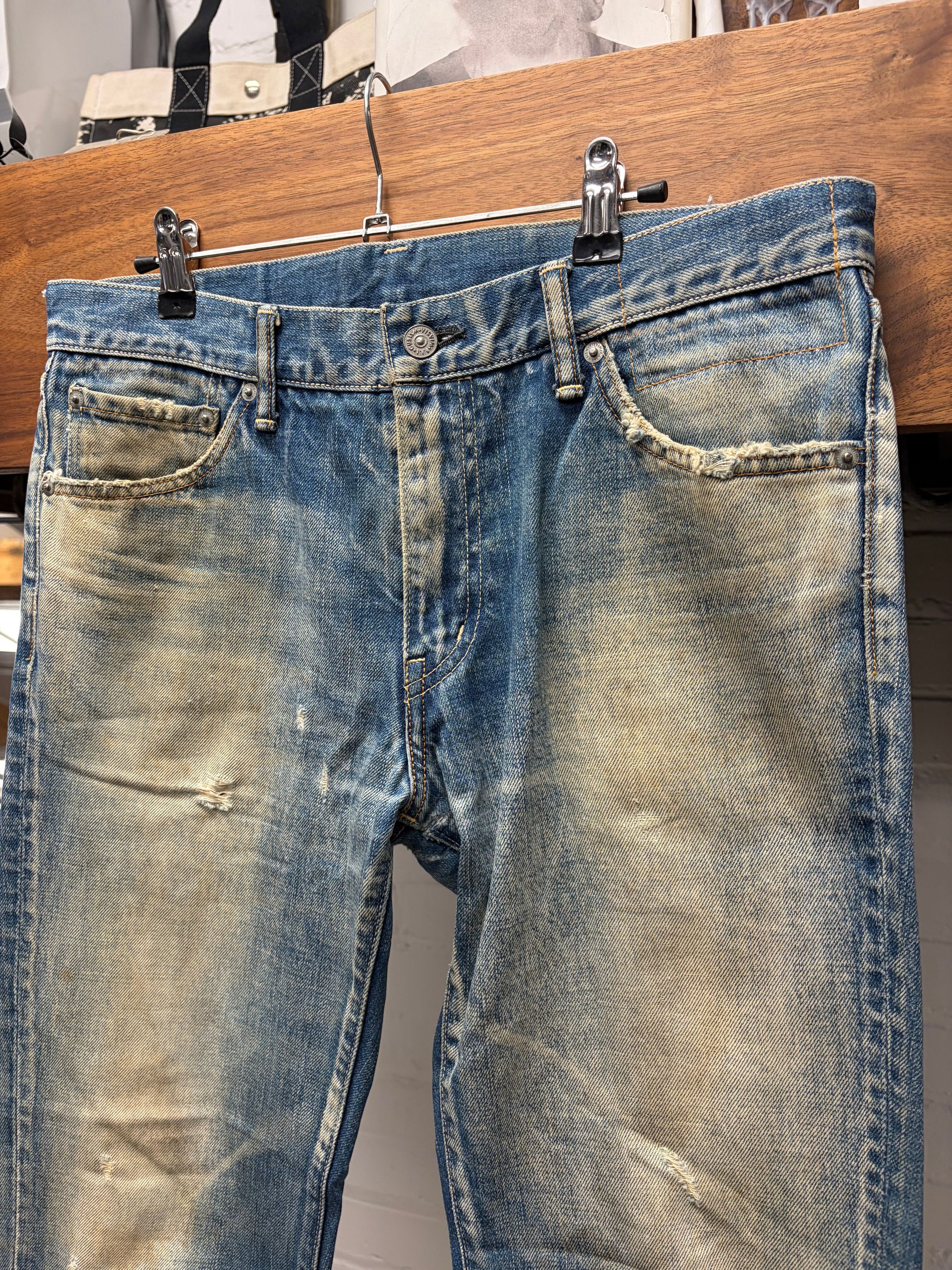 Visvim AW2012 Visvim ‘Dirty Blue’ Slim Bootcut Jeans with Genuine Snakeskin Leather Patch Size US 30 / EU 46 - 2 Thumbnail