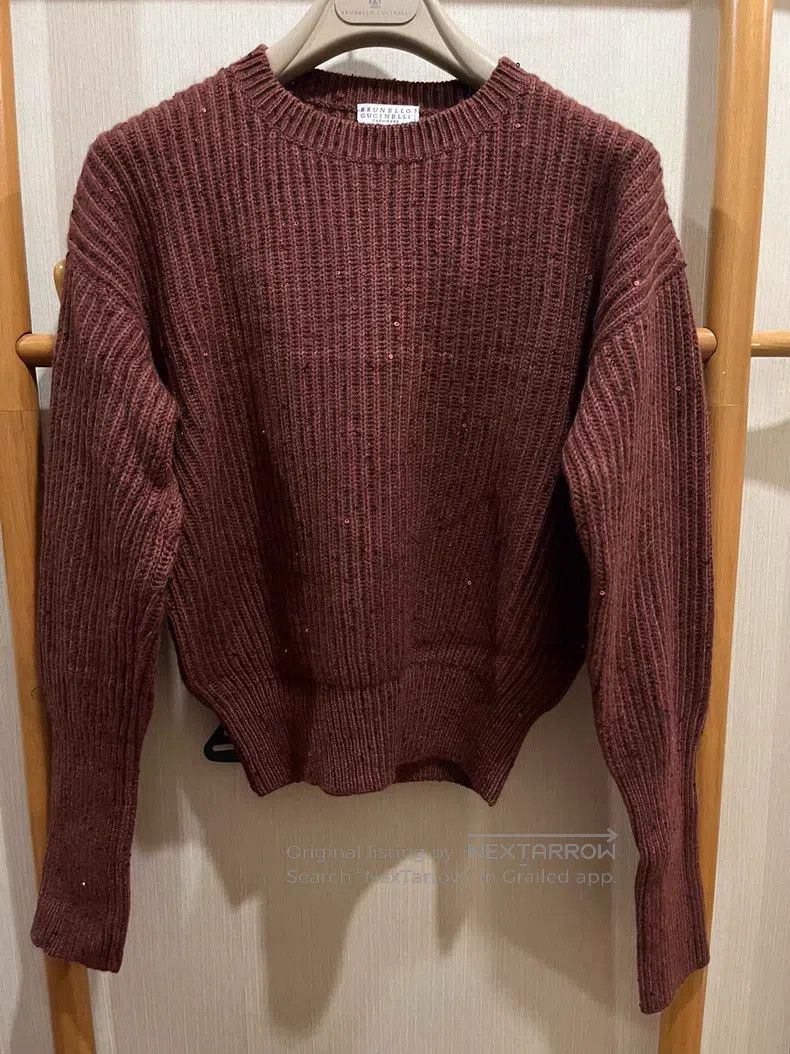 Brunello Cucinelli Brunello Cucinelli Sequined Cashmere Knit Top Size S / US 4 / IT 40 - 2 Thumbnail