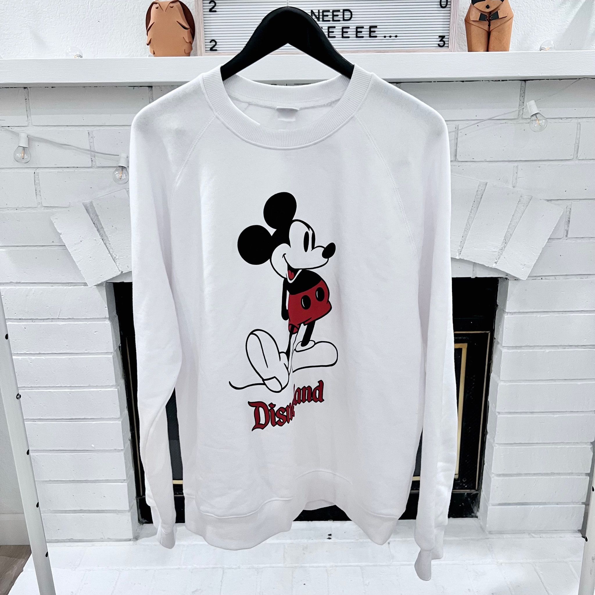 Disney Disneyland Mickey Logo White Crewneck Sweater / Pullover Size US L / EU 52-54 / 3 - 1 Thumbnail