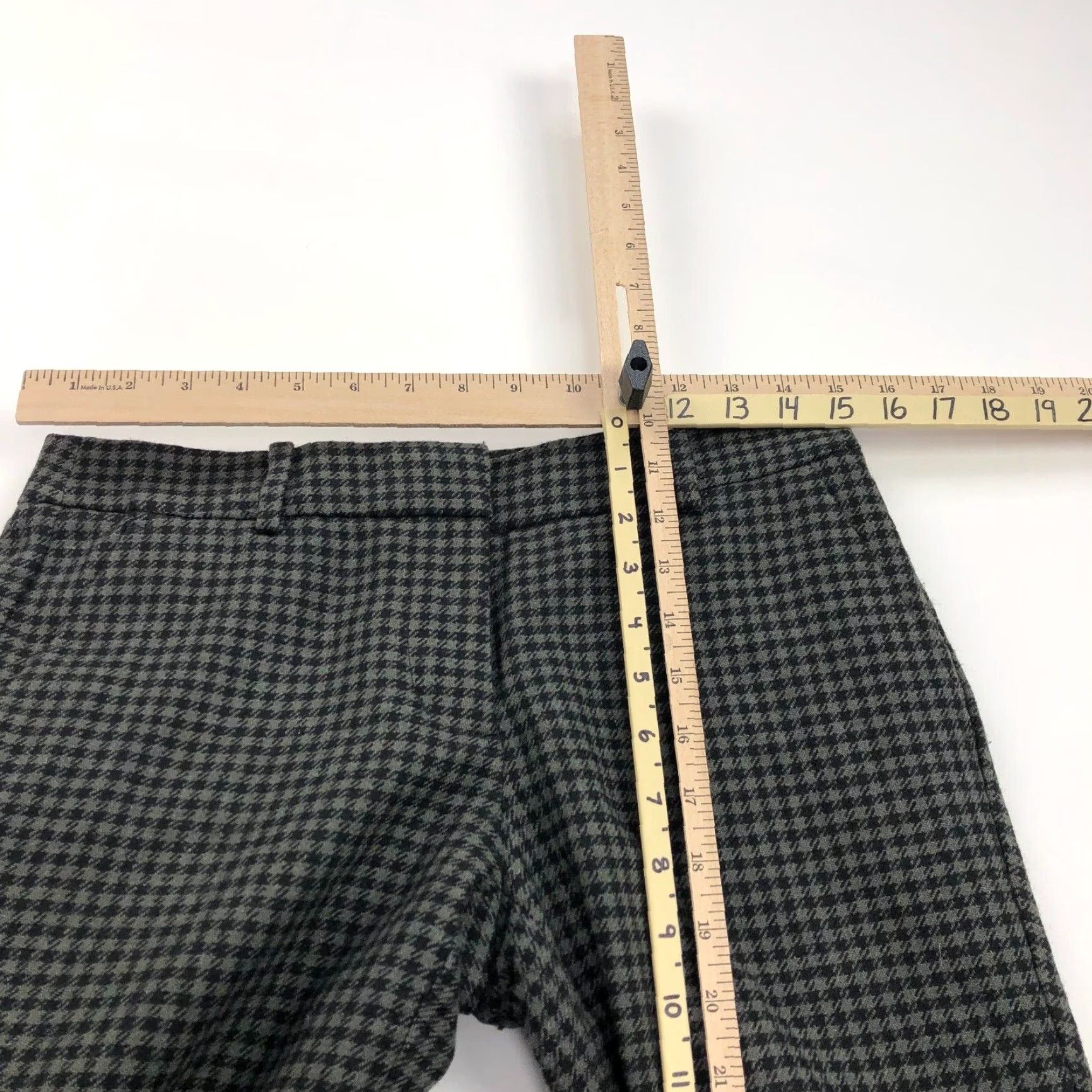 Nike J. Crew Skimmer Pant 2 (Fit 30W 25.5L) Mid Rise Straight Houndstooth Pants Womens Regular Size 2 Gray Nylon Wool Pockets Front Zip Stretchless Size 30" / US 8 / IT 44 - 6 Thumbnail