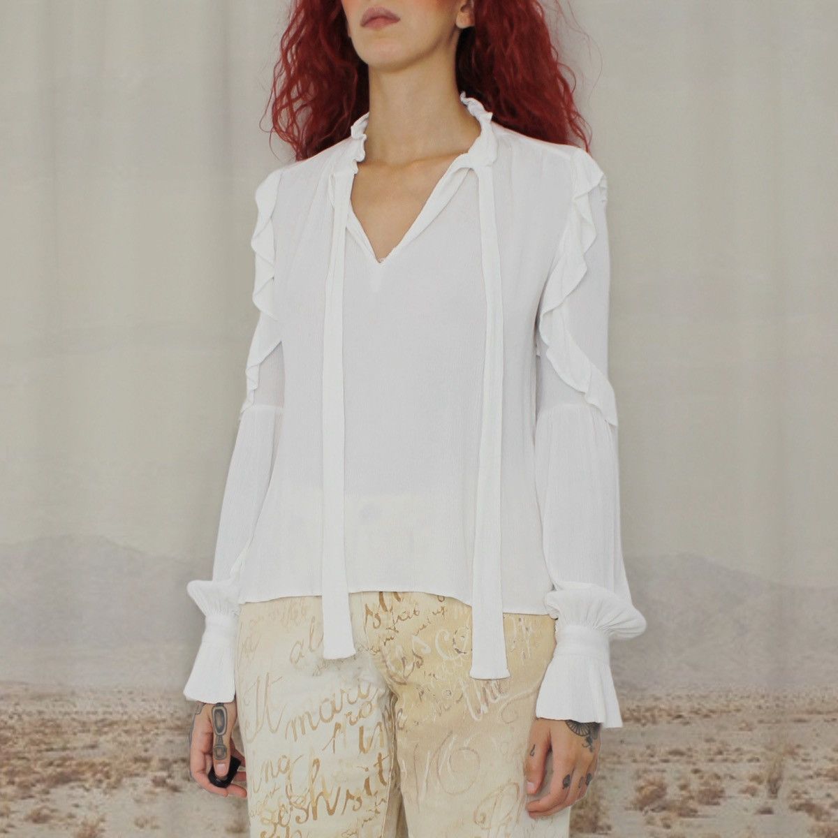 Other 🪽WHITE RUFFLE SHIRT🪽 Size S / US 4 / IT 40 - 2 Thumbnail