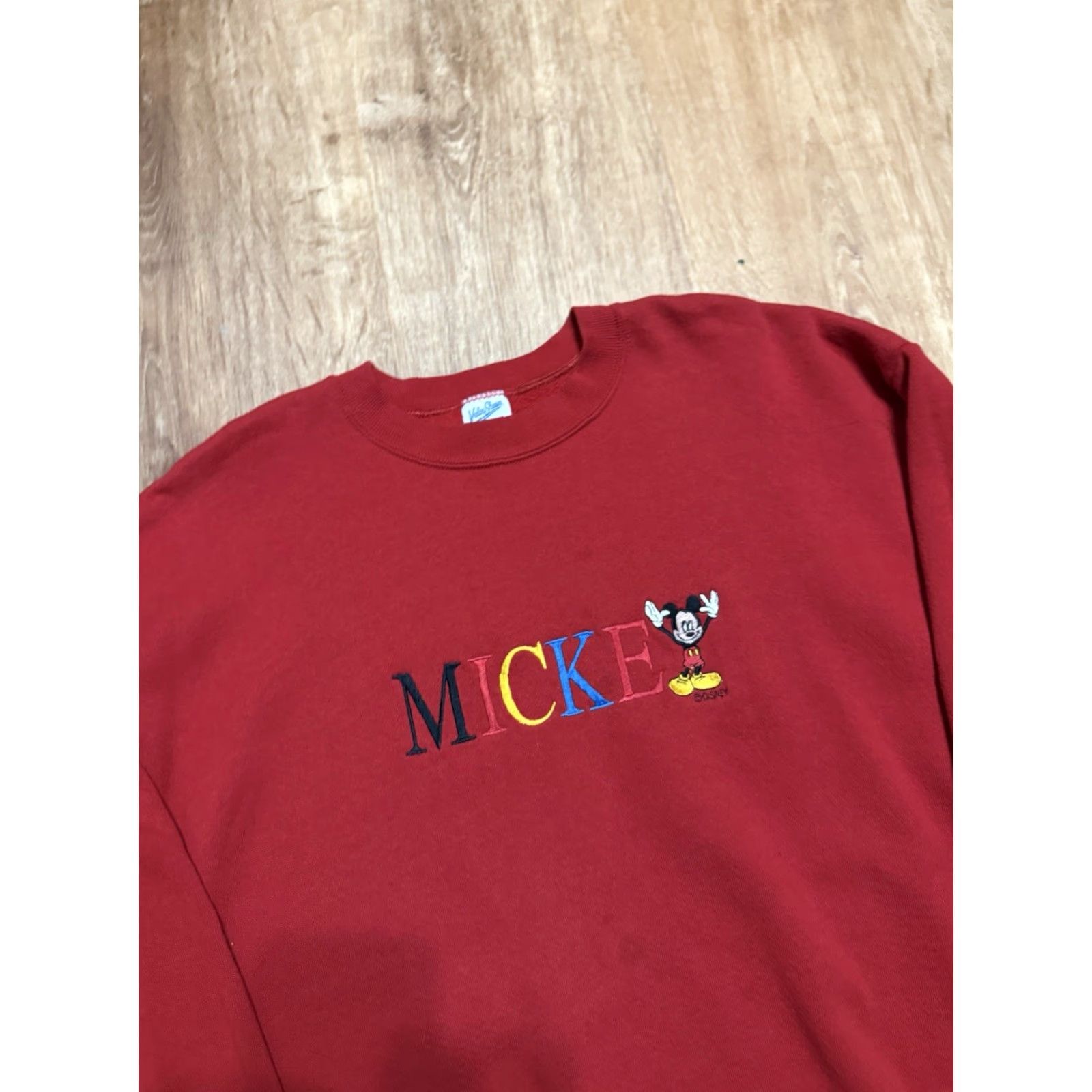 Velva Sheen VINTAGE Mickey Mouse Sweatshirt XL Red Velva Sheen Crew Neck Long Sleeve Red Mens Size US XL / EU 56 / 4 - 7 Thumbnail