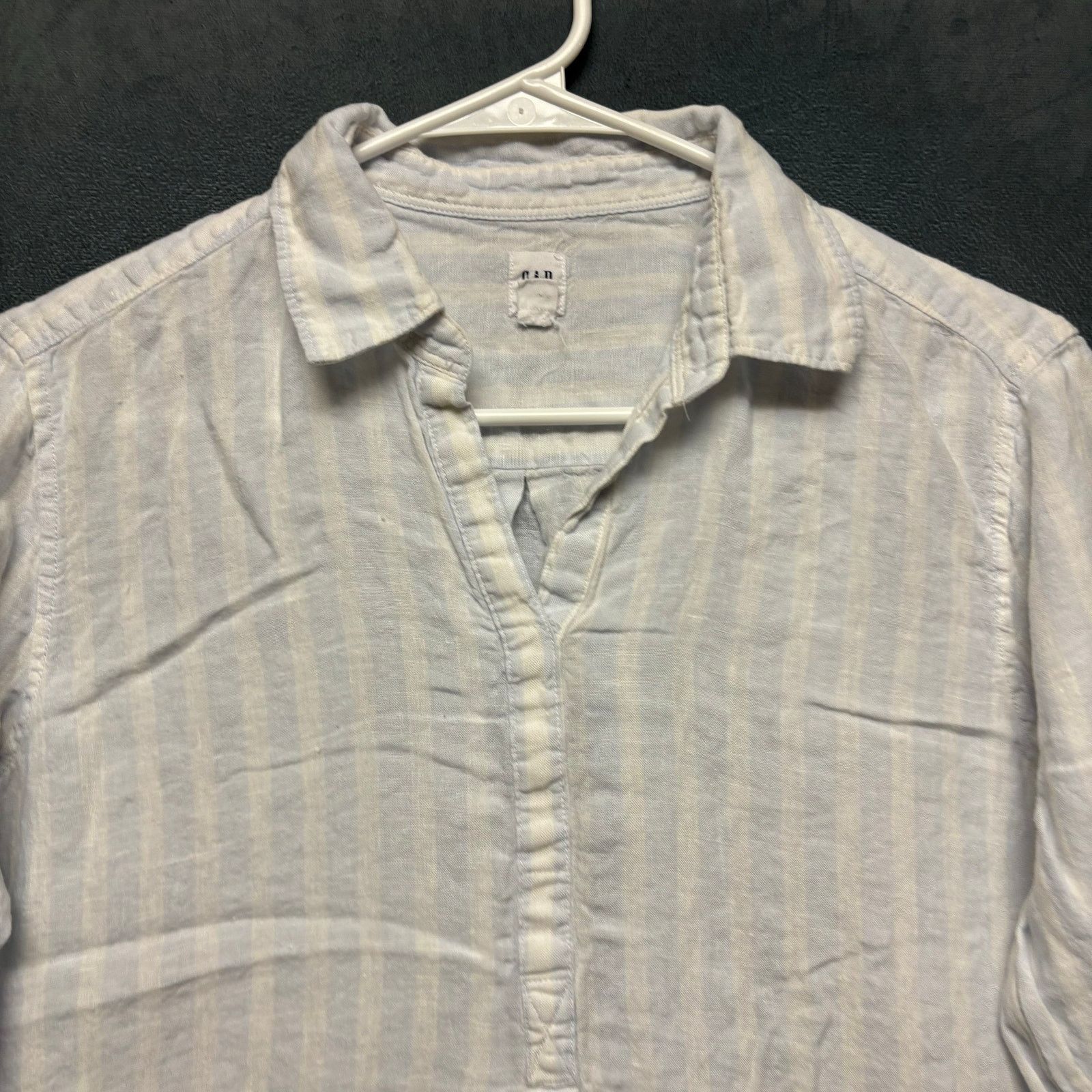 Gap Gap 100% Linen Shirt Womens Medium Tunic Yacht Stripe Beach Size M / US 6-8 / IT 42-44 - 4 Thumbnail
