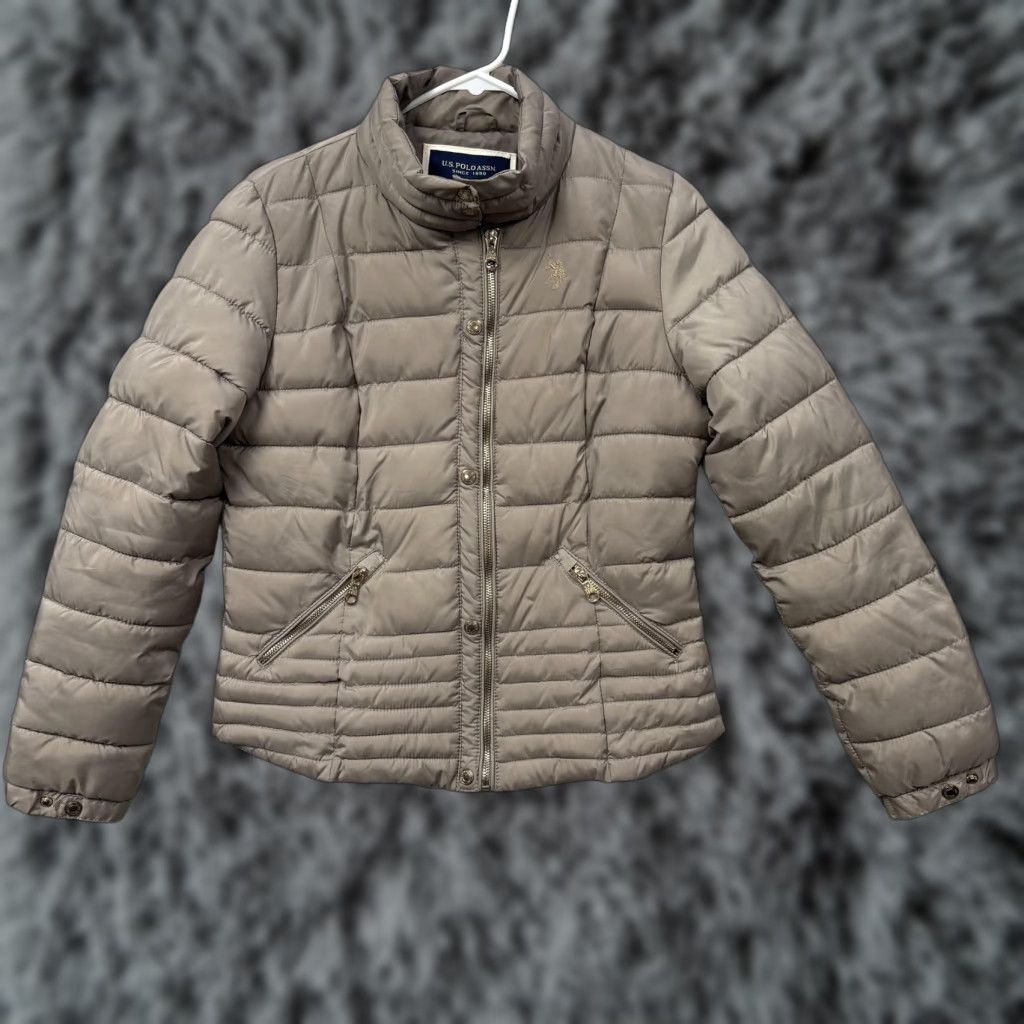 U.S. Polo Assn. U.S. Polo Assn. Jacket Womens Medium Beige Quilted Puffer Full Zip Warm Winter Size M / US 6-8 / IT 42-44 - 1 Thumbnail