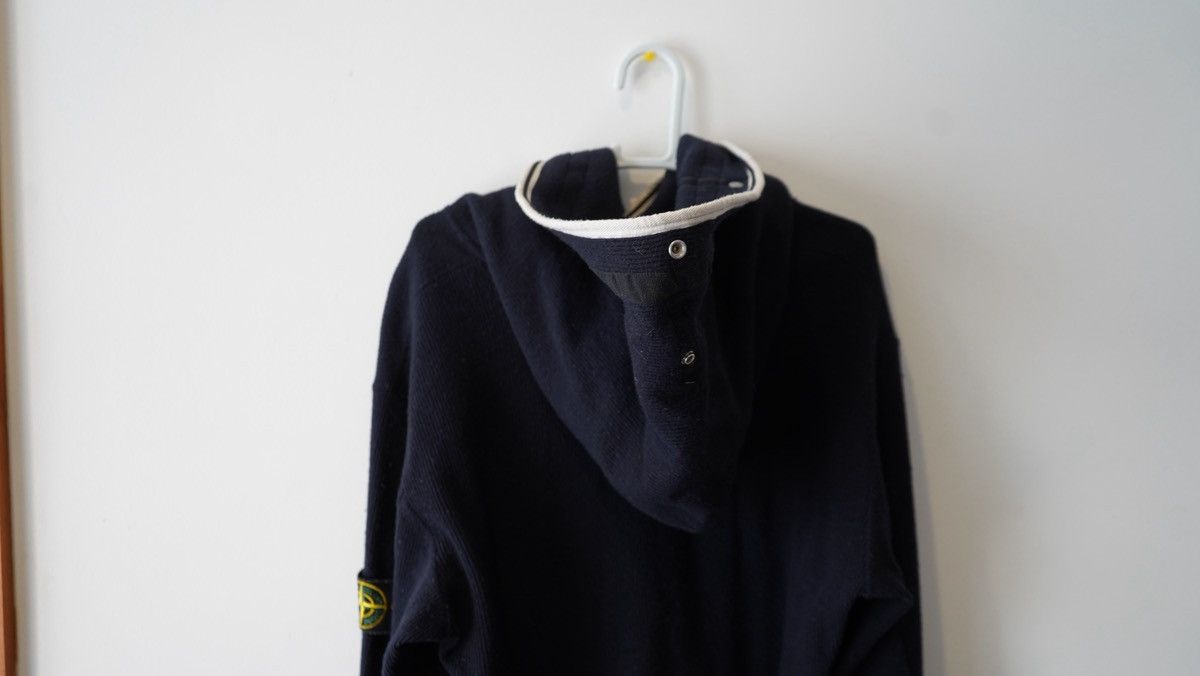 Stone Island Navy Stone Island Knitted Hoodie with Buttoned Hood Size US M / EU 48-50 / 2 - 6 Thumbnail