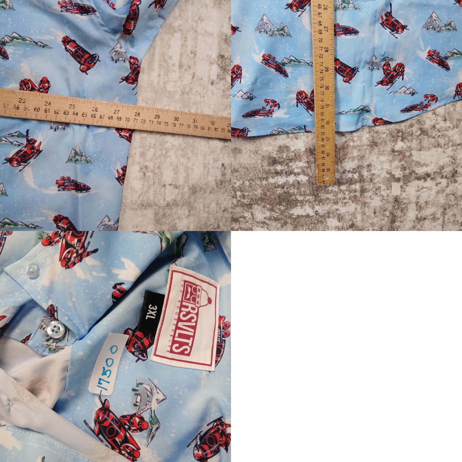 Vintage RSVLTS The Roosevelts Olympics Bobsledding Shirt Mens 3XL Blue Longsleeve Button-Up Size US XXL / EU 58 / 5 - 8 Thumbnail