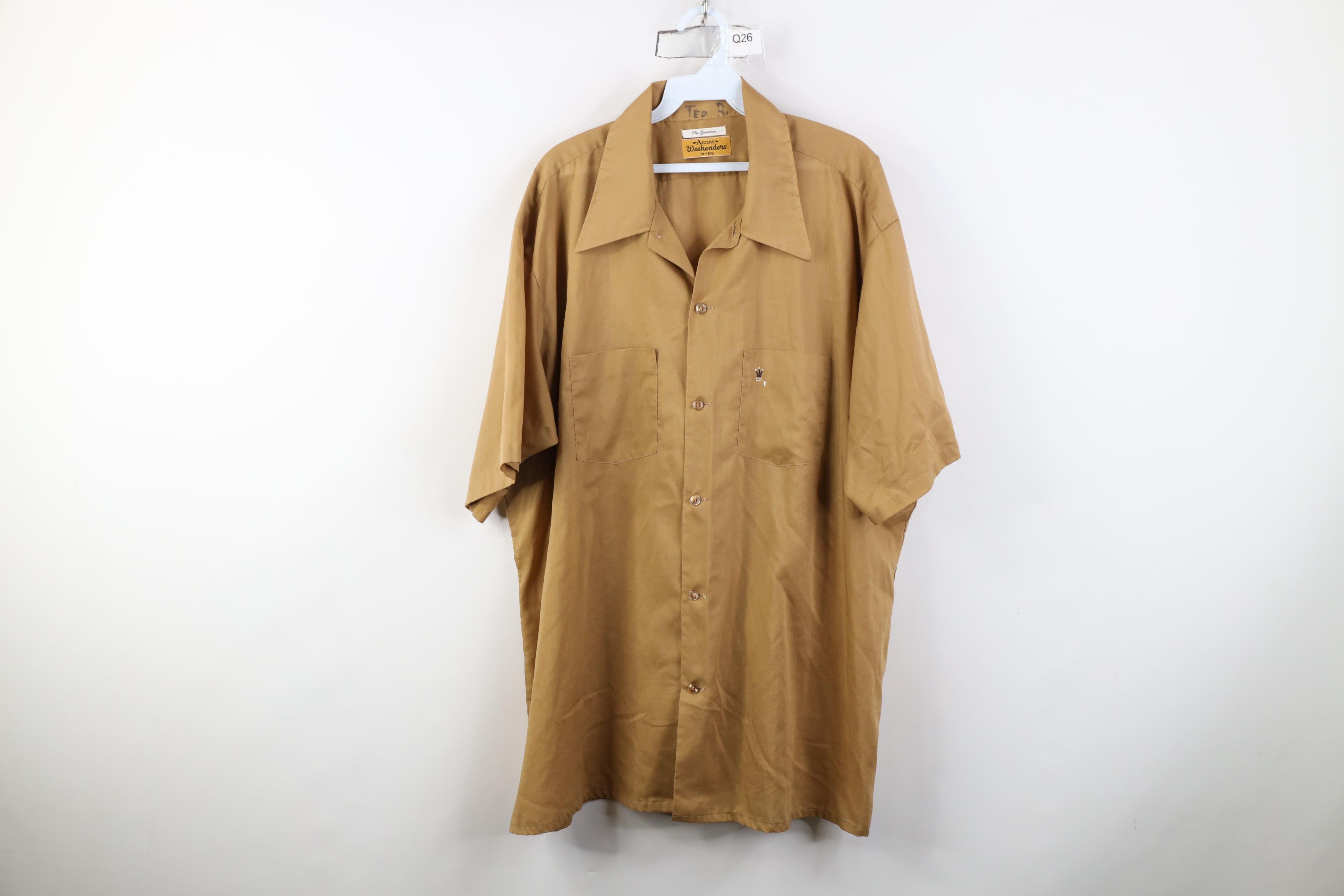 Vintage Vintage 60s Rockabilly Collar Button Shirt Beige Sanforized Size US XXL / EU 58 / 5 - 1 Thumbnail