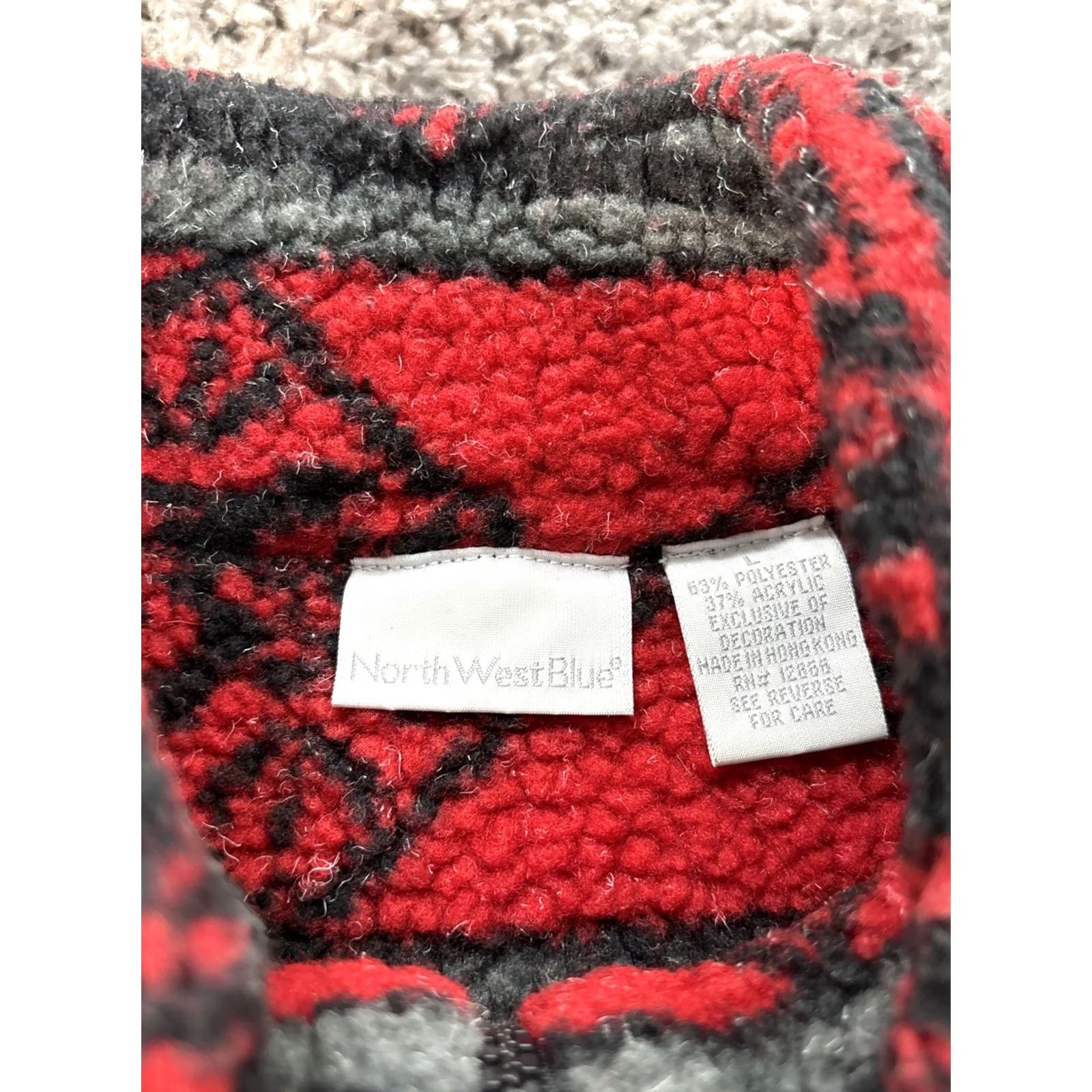 Vintage VINTAGE Deep Pile Fleece Vest Womens L Red Zip 90s Blues Aztec North West Blues Full Zip Polyester 90s Womens L Size L / US 10 / IT 46 - 4 Thumbnail