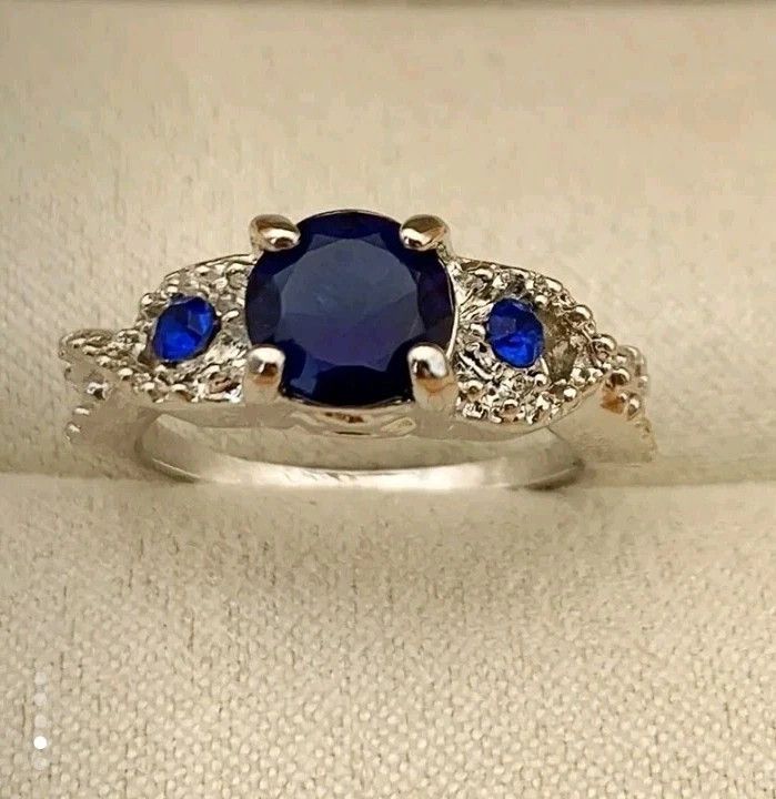 Other Simulated Blue Sapphire Engagement Ring Size 6 Size ONE SIZE - 1 Thumbnail