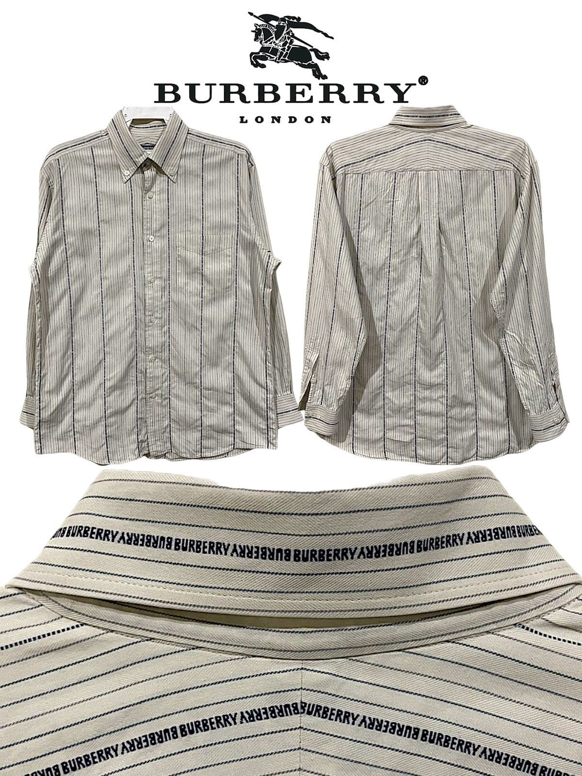 Burberry Burberry Spellout All Over Thin Stripe Shirts Size US L / EU 52-54 / 3 - 1 Thumbnail